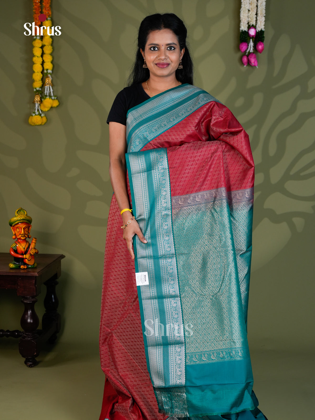 Semi Kanchipuram Saree - EBS16260 - Shop on Shrus.com