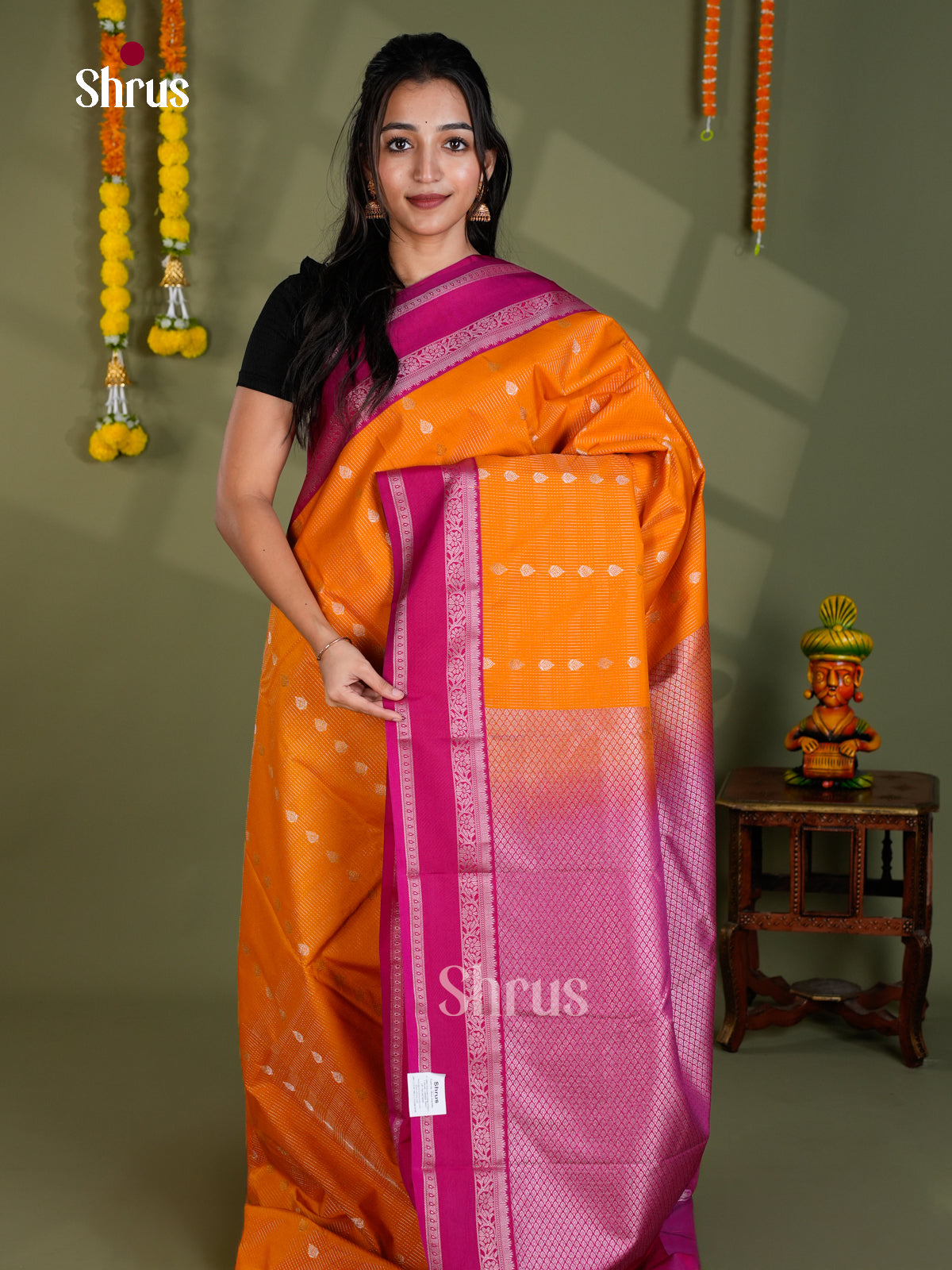 EBS16280 - Semi Kanchipuram Saree - Shop on Shrus.com