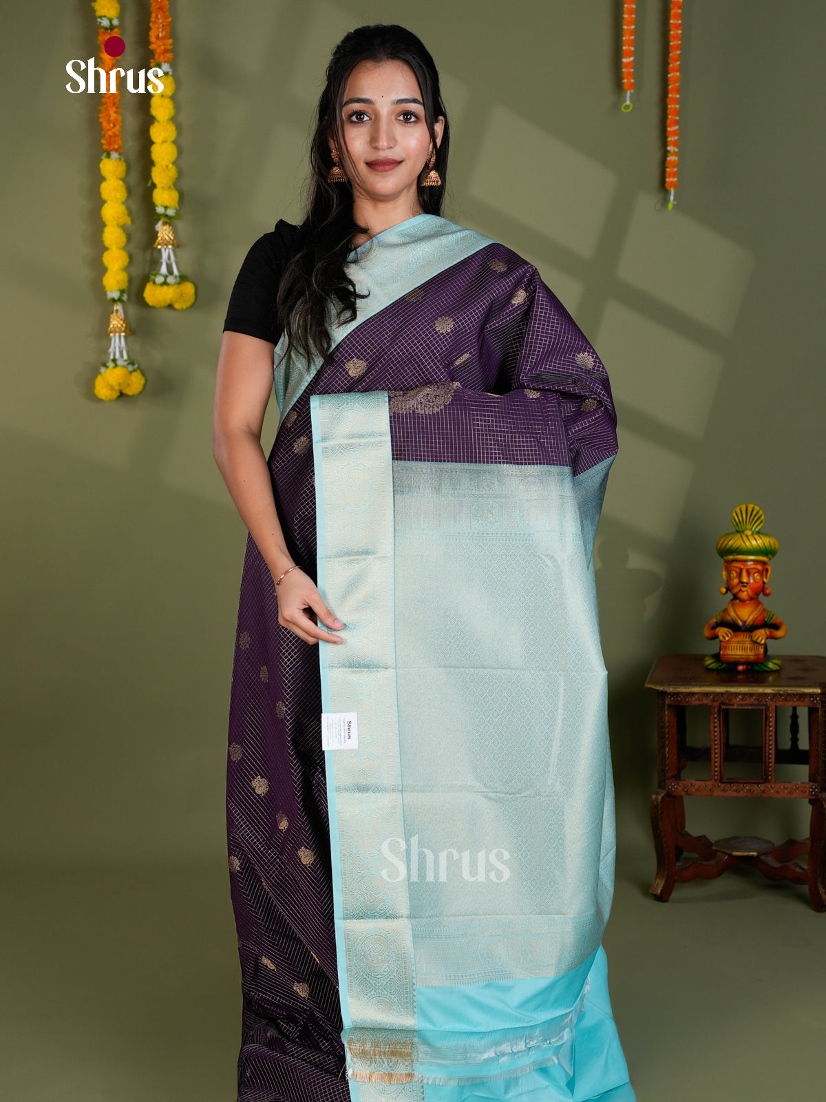 EBS16284 - Semi Kanchipuram Saree - Shop on Shrus.com