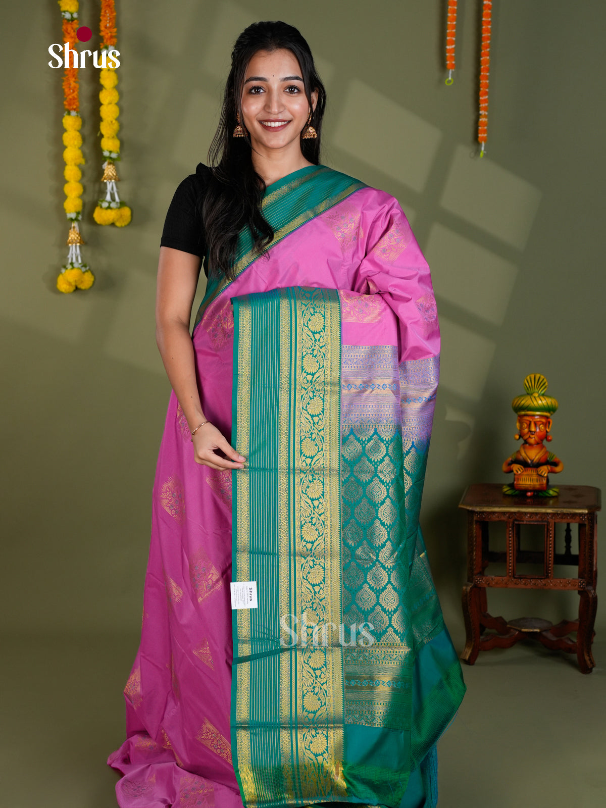EBS16286 - Semi Kanchipuram Saree - Shop on Shrus.com