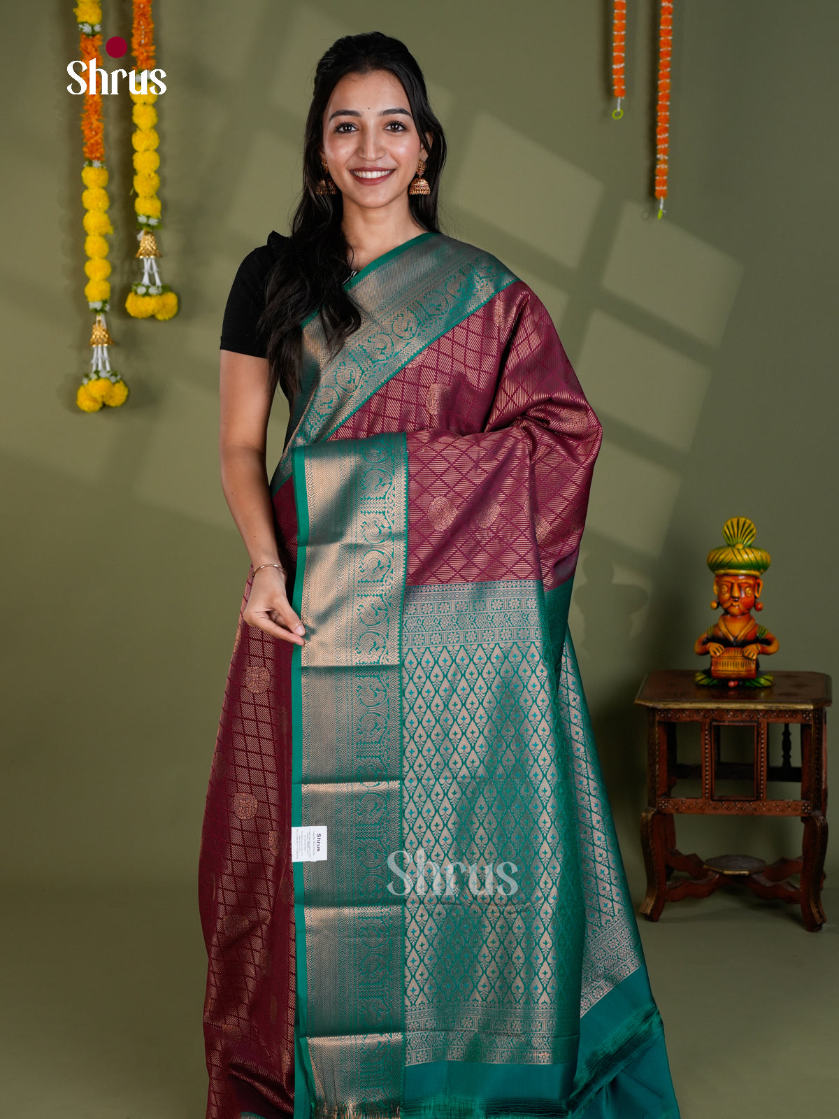 EBS16287 - Semi Kanchipuram Saree - Shop on Shrus.com