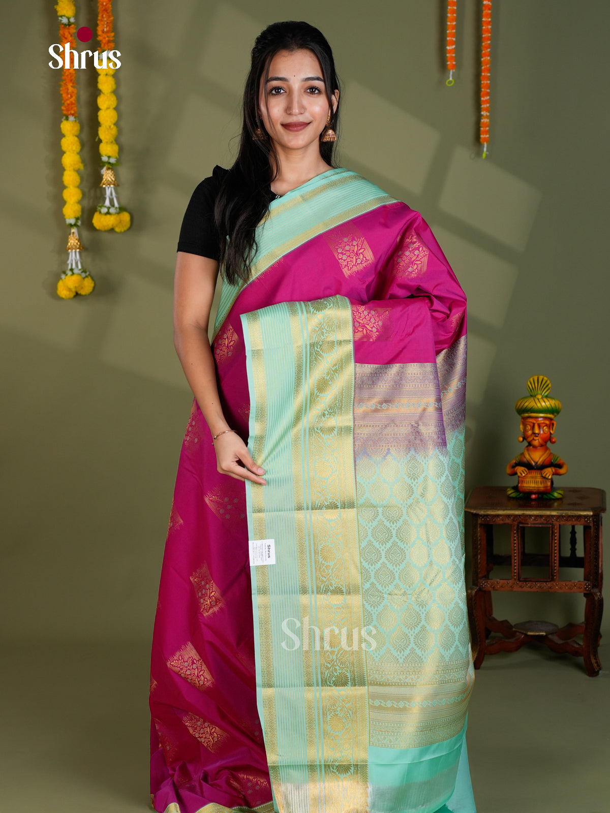 EBS16291 - Semi Kanchipuram Saree - Shop on Shrus.com