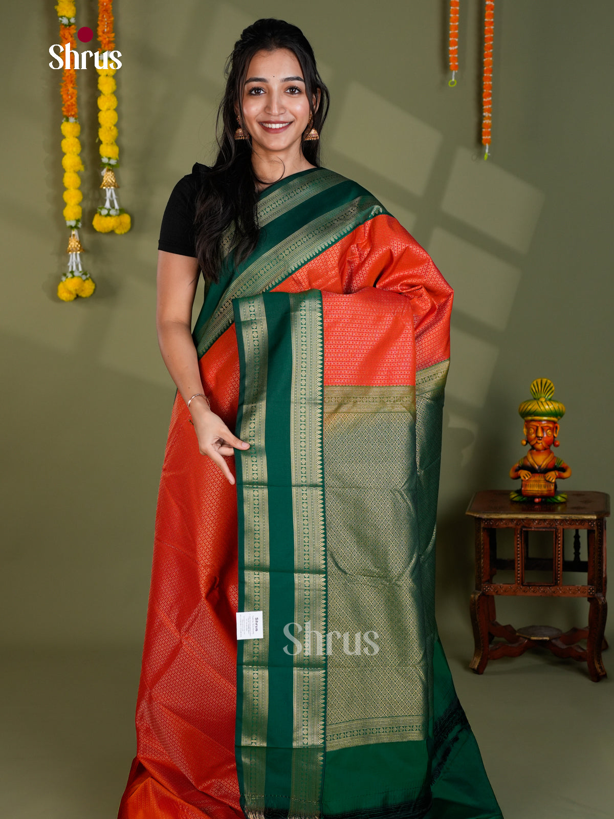 EBS16292 - Semi Kanchipuram Saree - Shop on Shrus.com