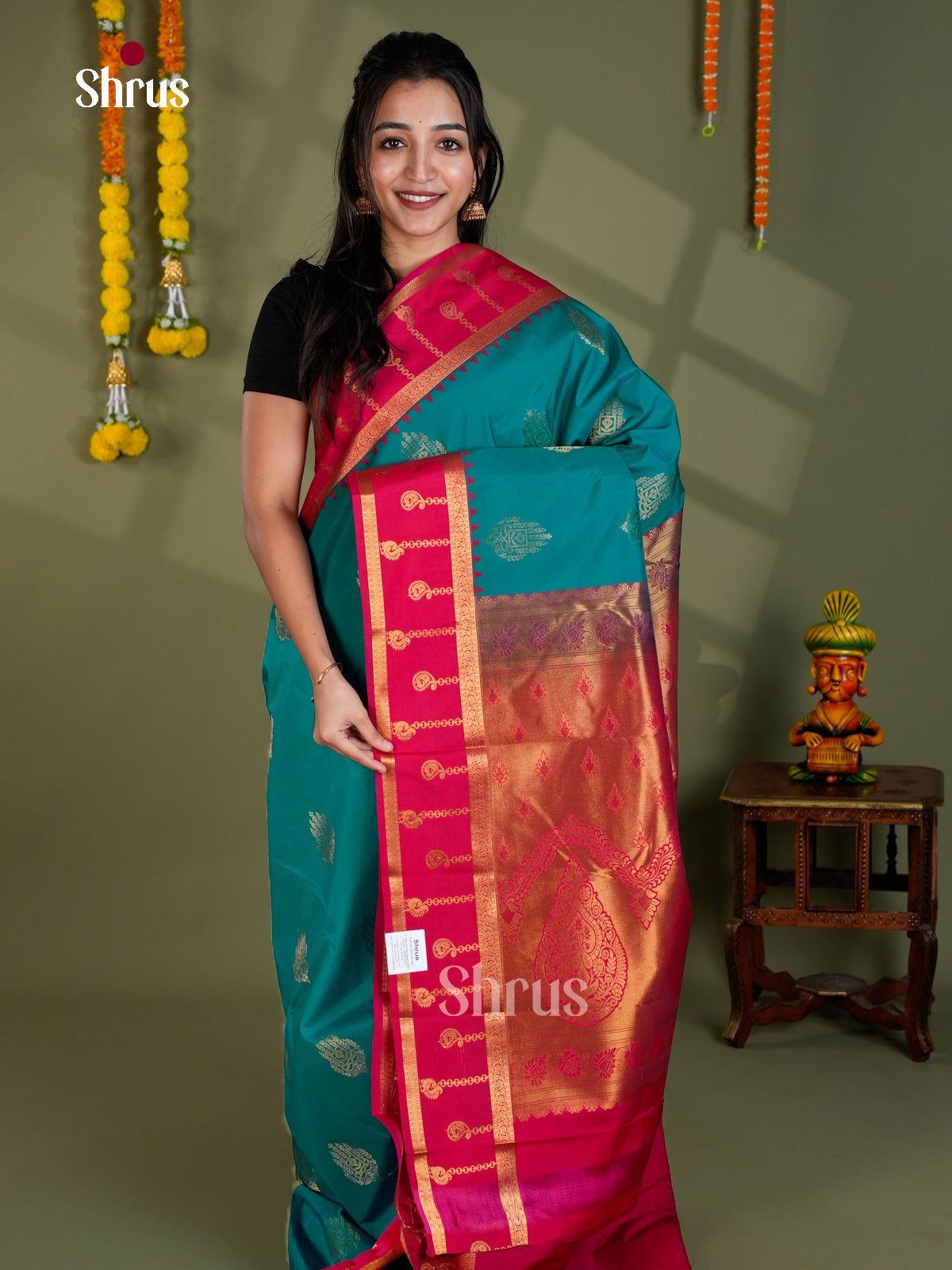 EBS16300 - Semi Kanchipuram Saree - Shop on Shrus.com
