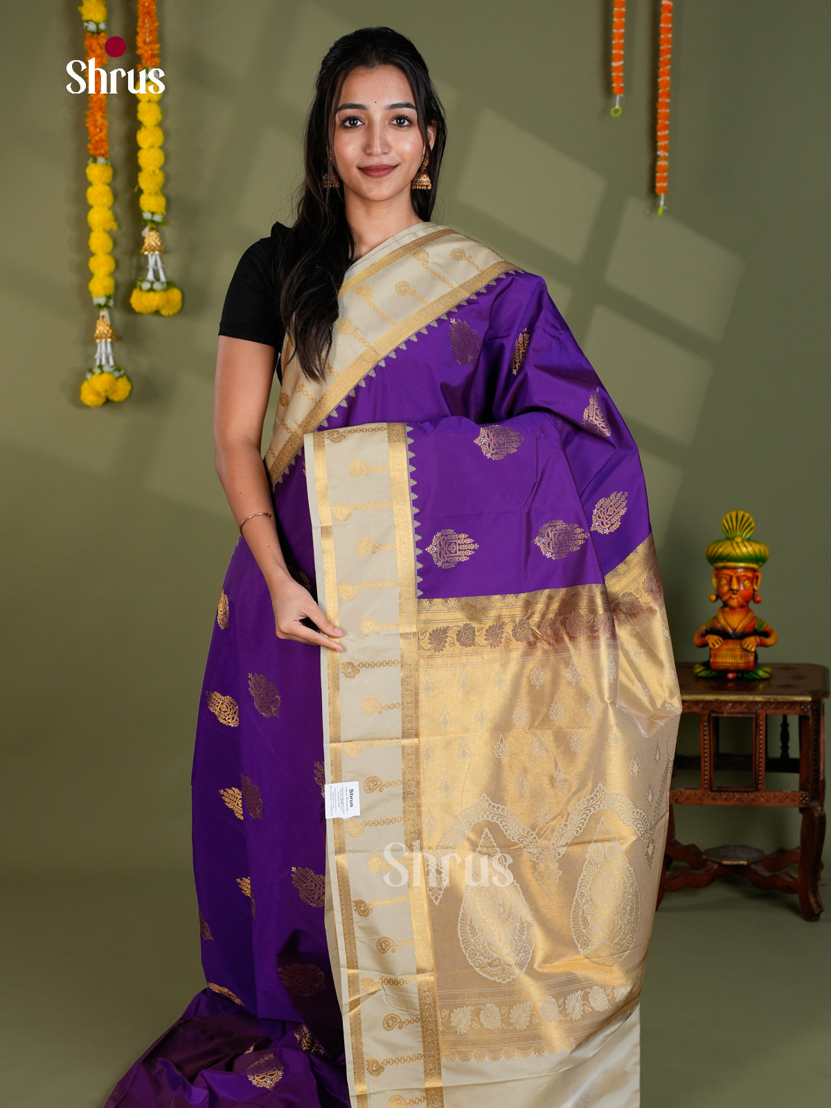 EBS16301 - Semi Kanchipuram Saree - Shop on Shrus.com