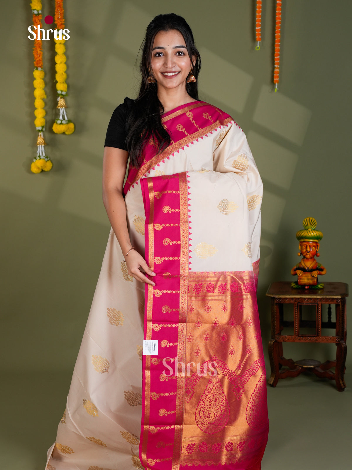 EBS16303 - Semi Kanchipuram Saree - Shop on Shrus.com