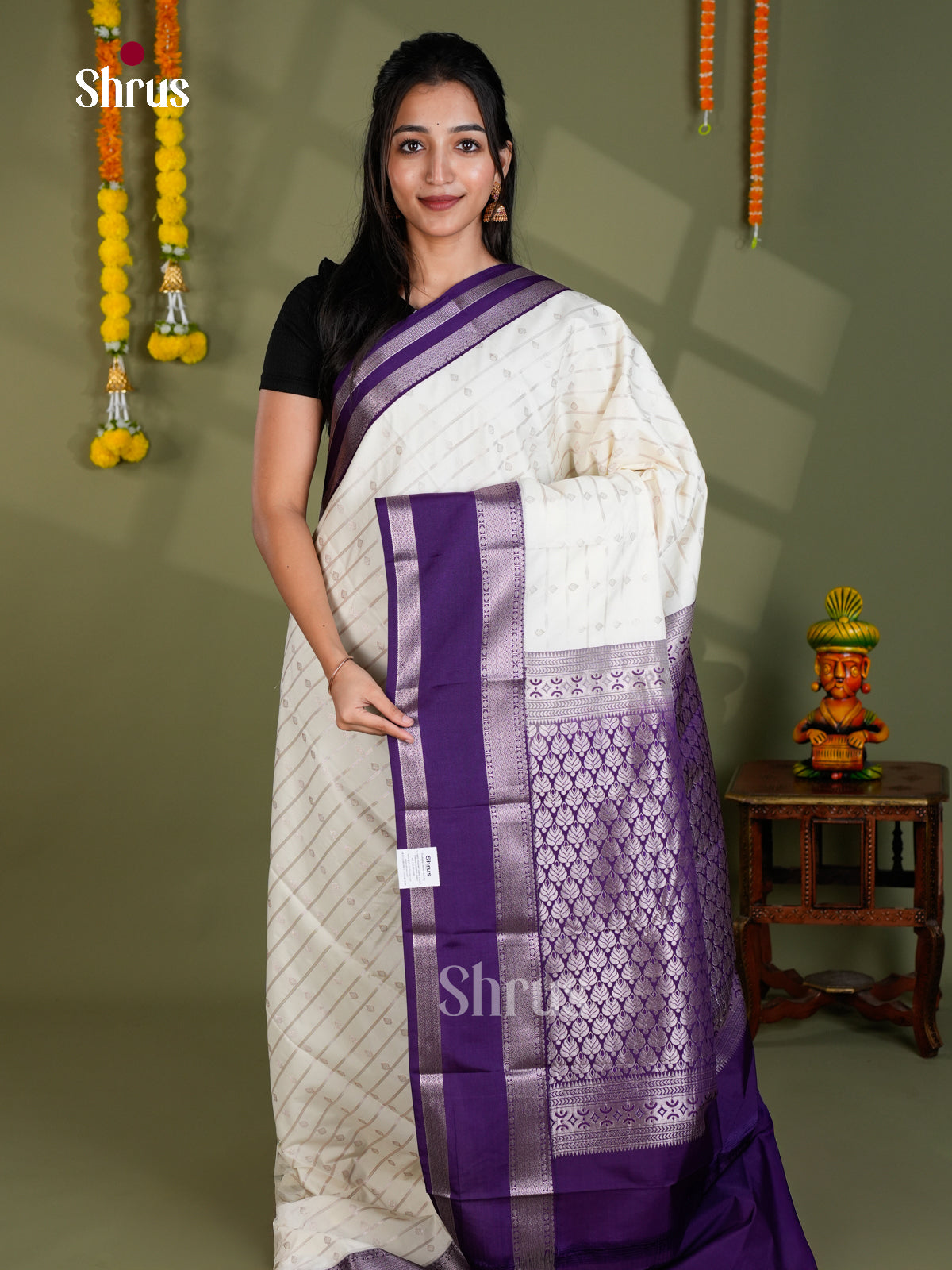 EBS16308 - Semi Kanchipuram Saree - Shop on Shrus.com