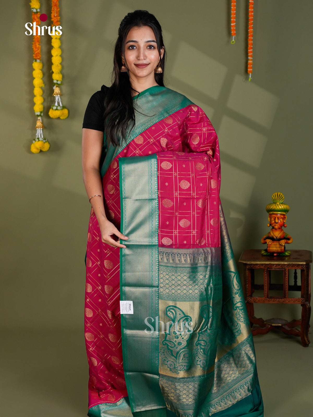EBS16311 - Semi Kanchipuram Saree - Shop on Shrus.com