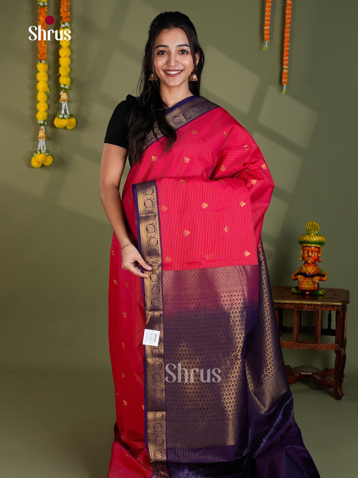 EBS16319 - Semi Kanchipuram Saree - Shop on Shrus.com