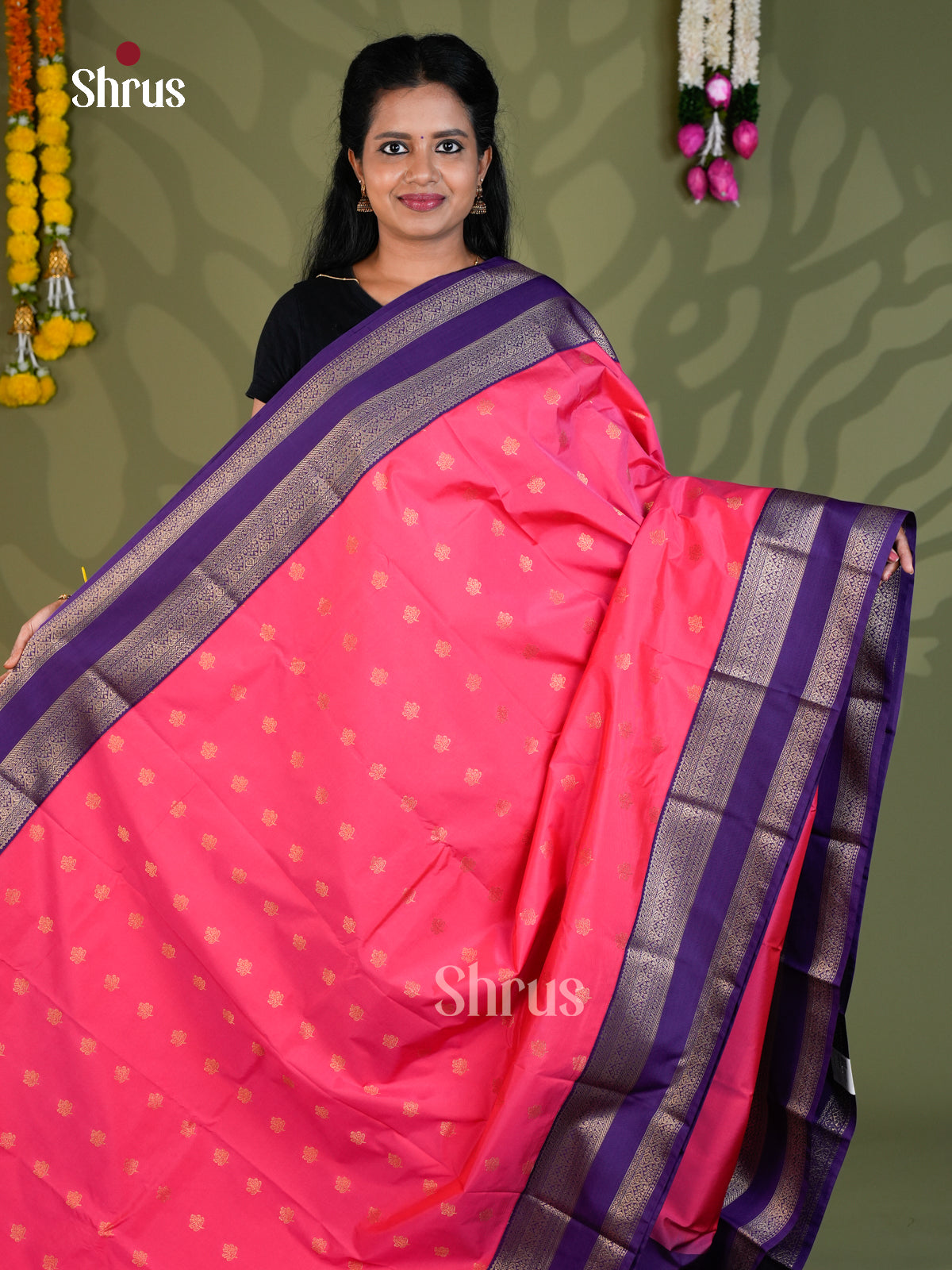 Semi Kanchipuram Saree - EBS16341 - Shop on Shrus.com