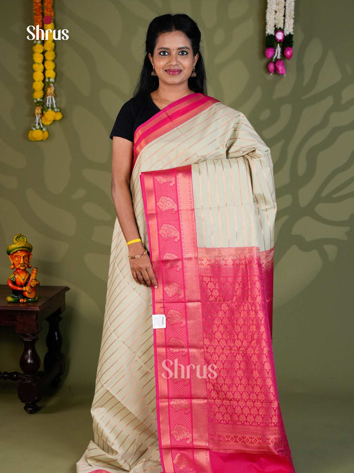 Semi Kanchipuram Saree - EBS16363 - Shop on Shrus.com