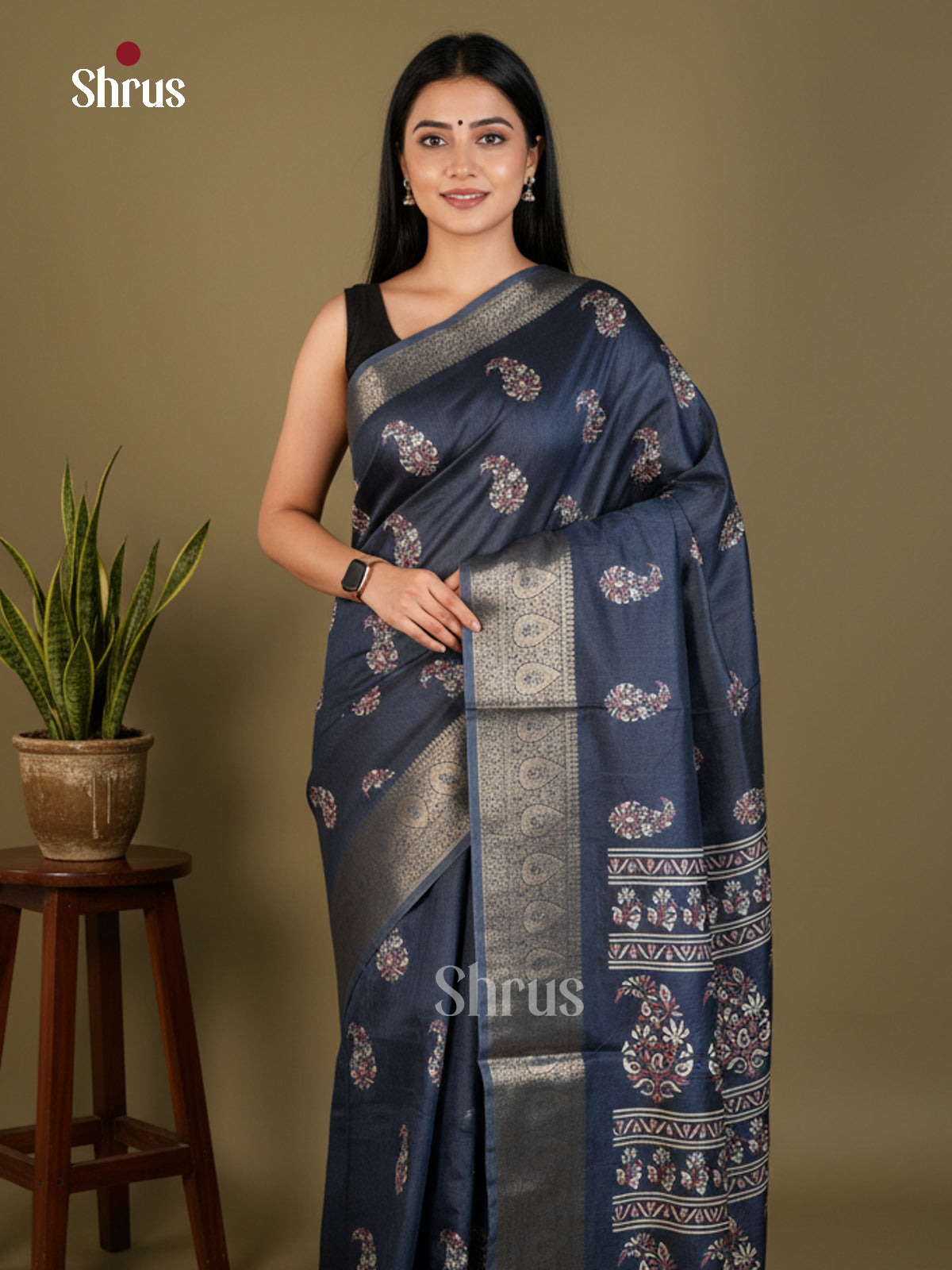 EBS16426 - Semi Crepe Saree - Shop on Shrus.com