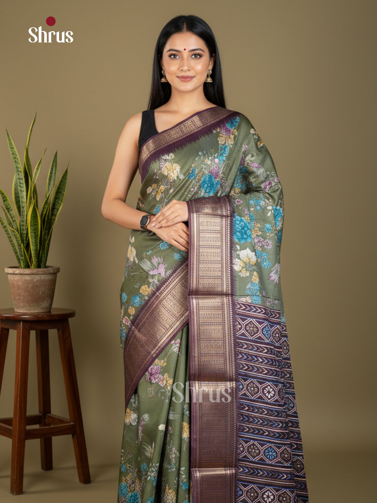 EBS16491 - Semi Crepe Saree - Shop on Shrus.com