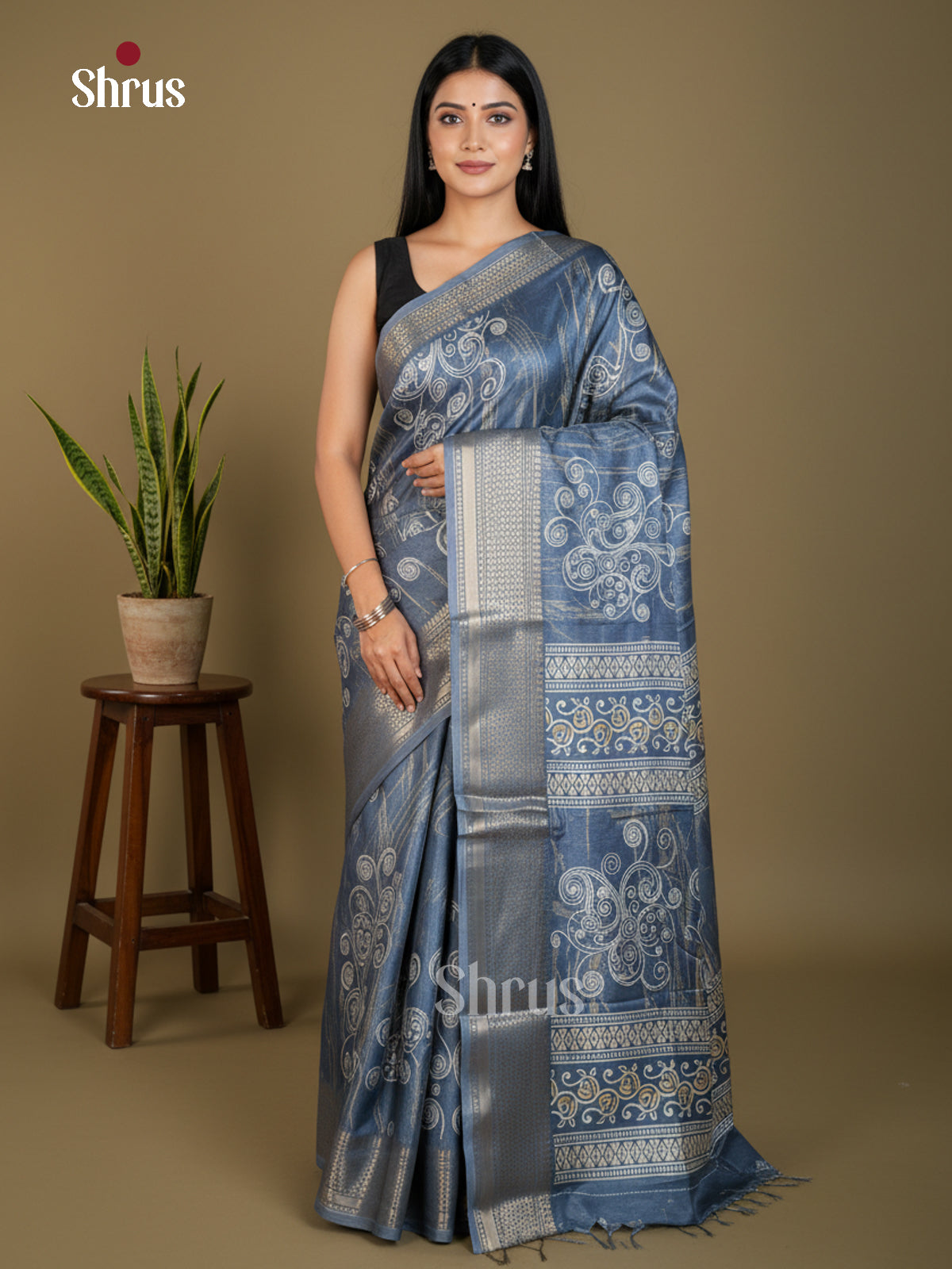 EBS16512 - Semi Crepe Saree - Shop on Shrus.com