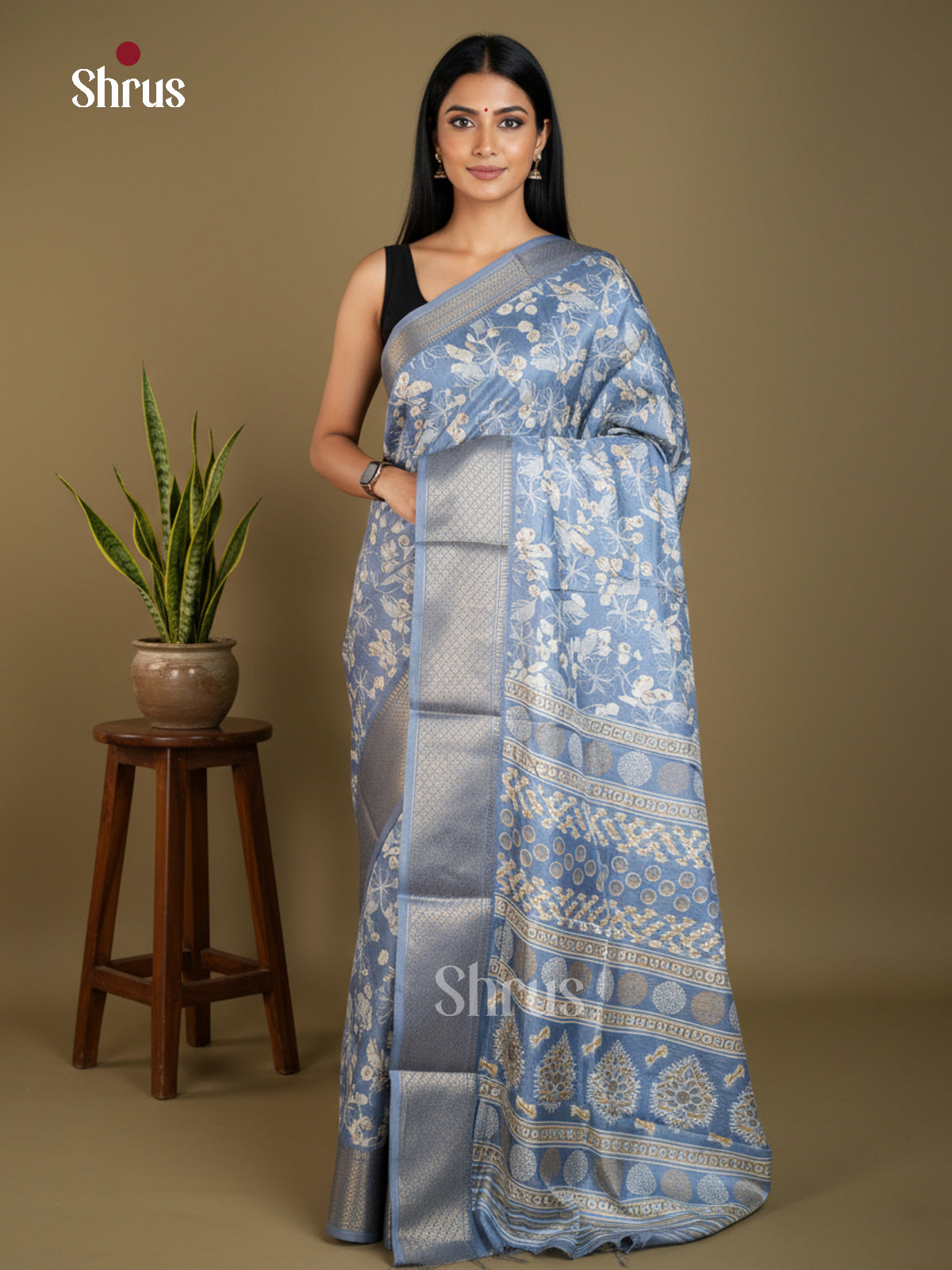 EBS16607 - Semi Crepe Saree - Shop on Shrus.com