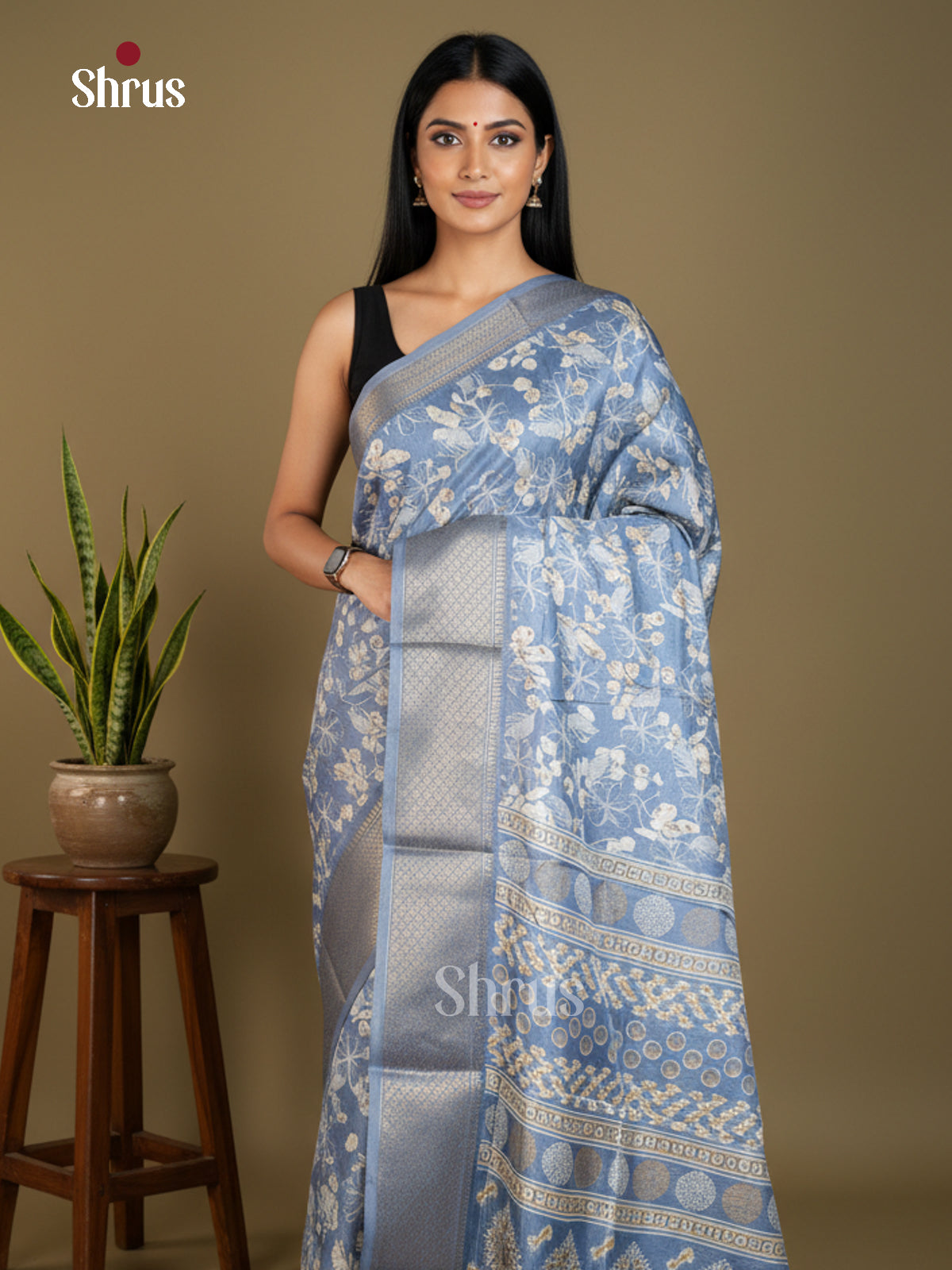 EBS16607 - Semi Crepe Saree - Shop on Shrus.com