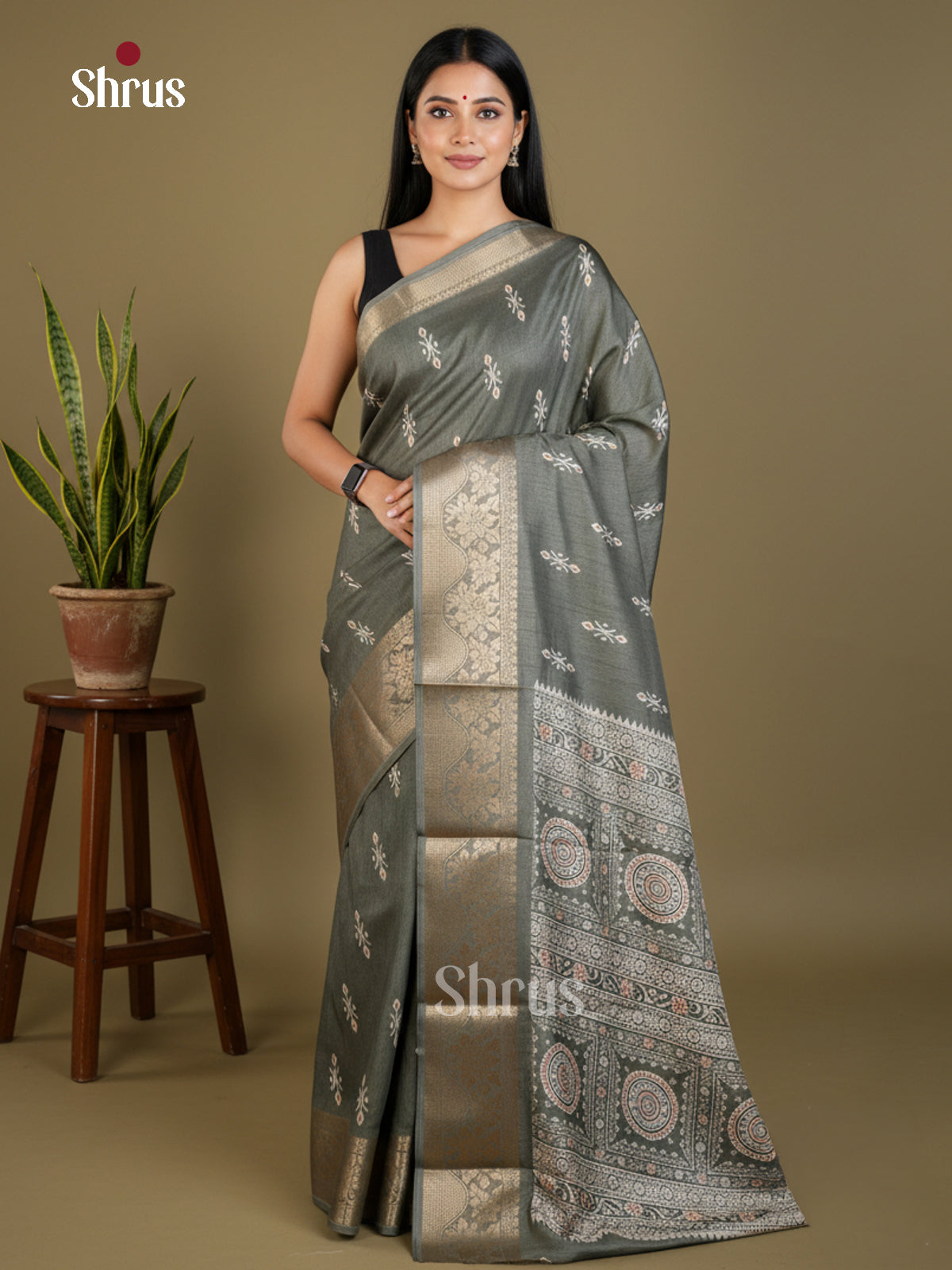 Semi Crepe Saree - EBS17045 - Shop on Shrus.com