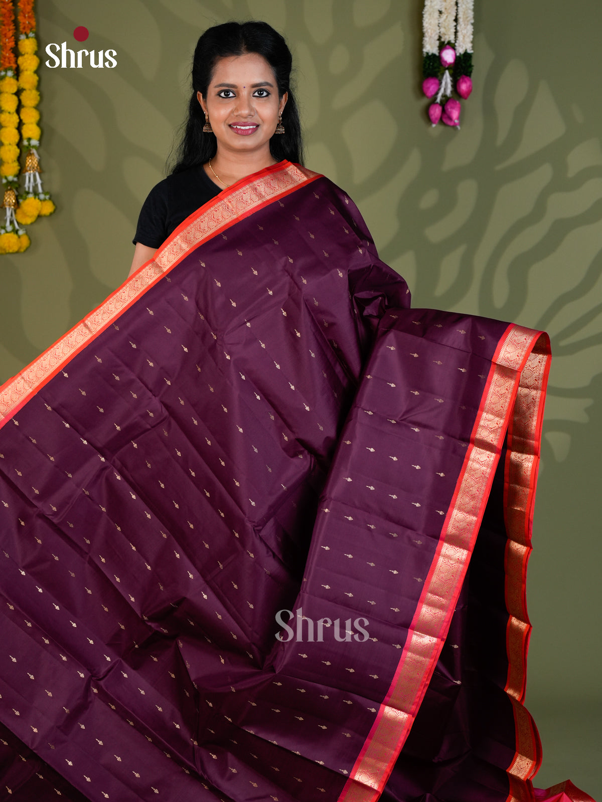 Kanchipuram silk Saree - EBS18444 - Shop on Shrus.com