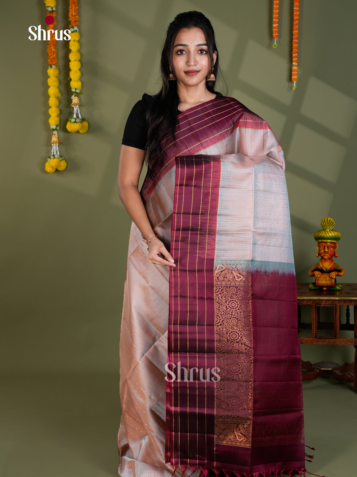 EBS18555 - Soft Silk Saree - Shop on Shrus.com