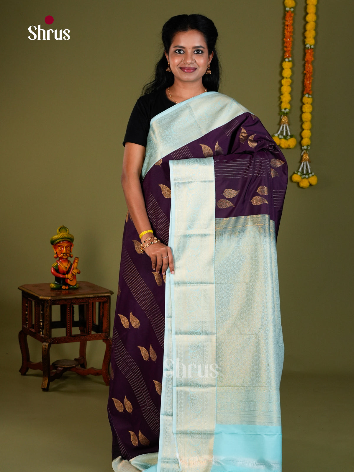 Semi Kanchipuram Saree - EBS19012 - Shop on Shrus.com