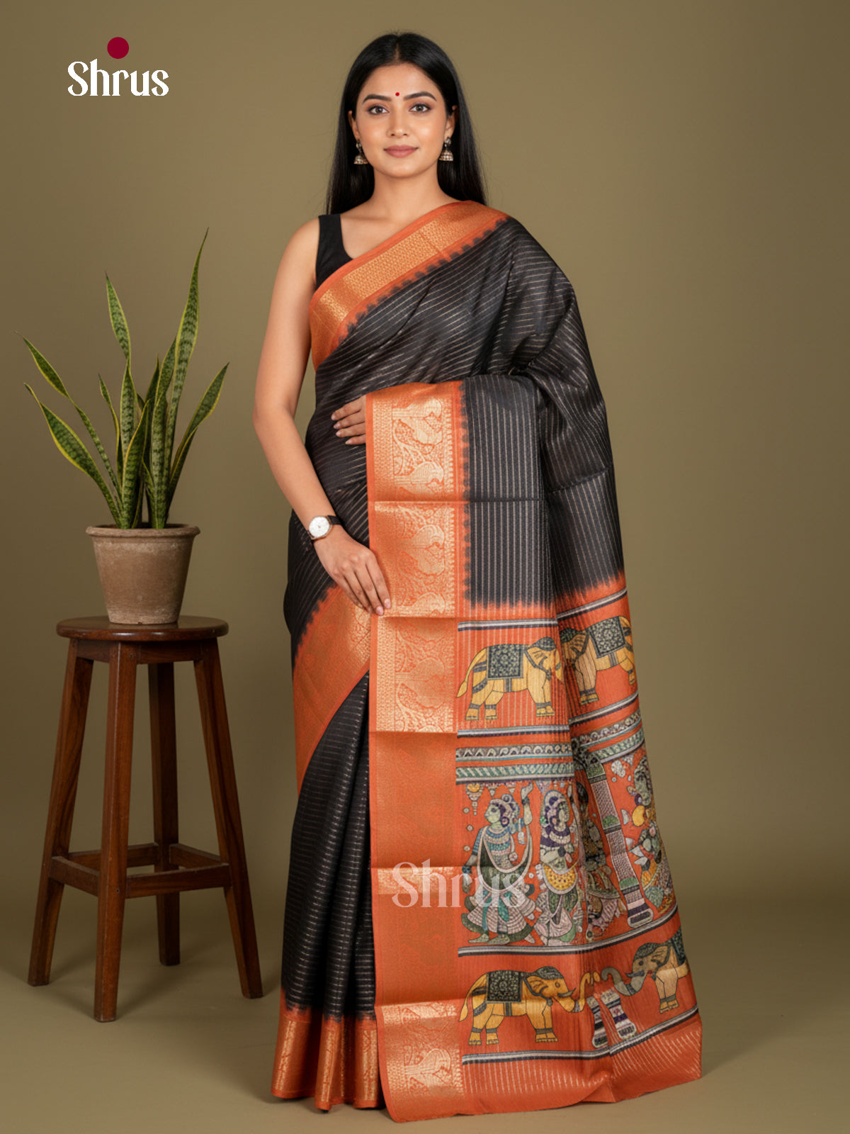 Semi Tussar Saree - EBS20001 - Shop on Shrus.com