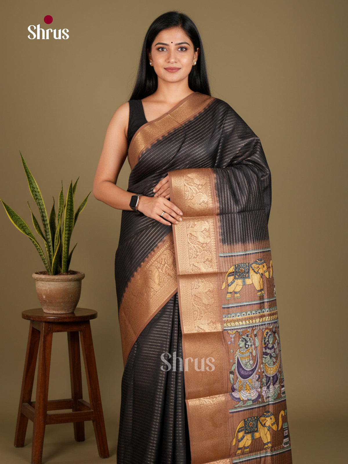 Semi Tussar Saree - EBS20005 - Shop on Shrus.com