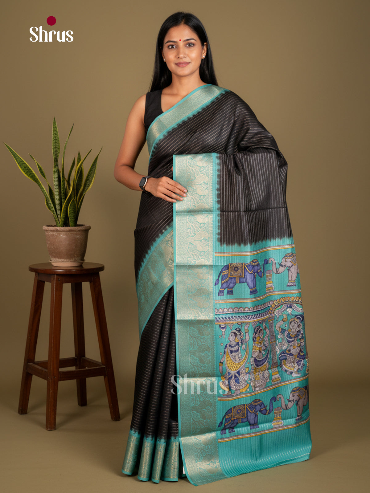 Semi Tussar Saree - EBS20009 - Shop on Shrus.com