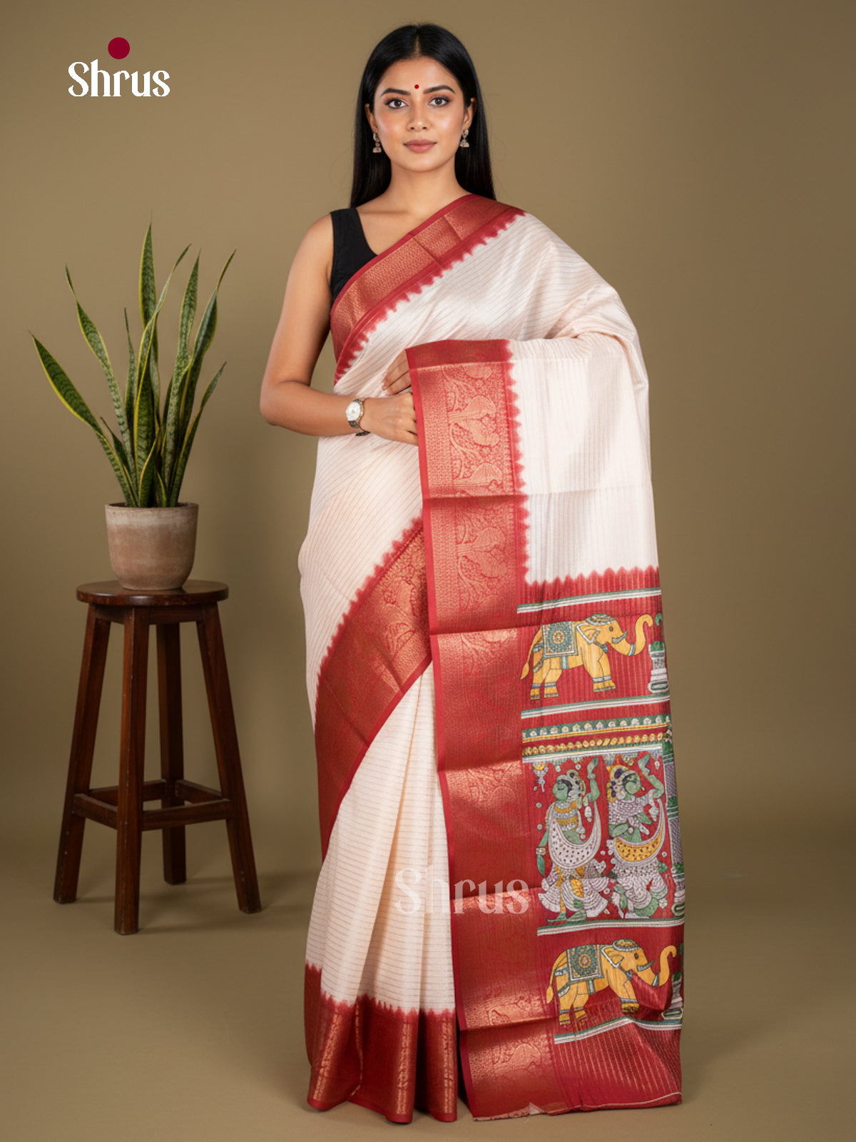 Semi Tussar Saree - EBS25003 - Shop on Shrus.com