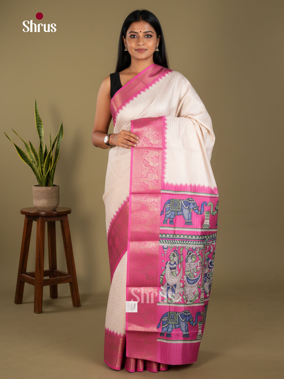Semi Tussar Saree - EBS25005 - Shop on Shrus.com