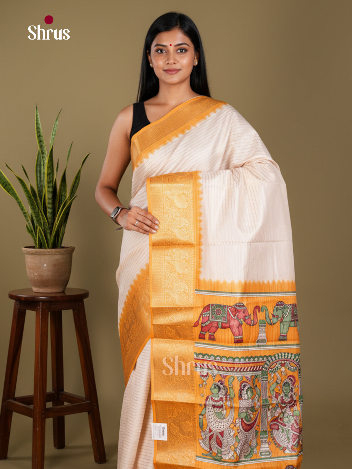 Semi Tussar Saree - EBS25008 - Shop on Shrus.com