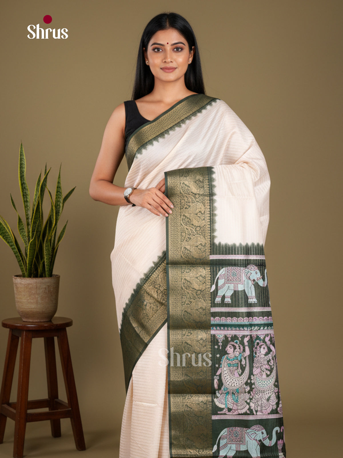 Semi Tussar Saree - EBS25009 - Shop on Shrus.com