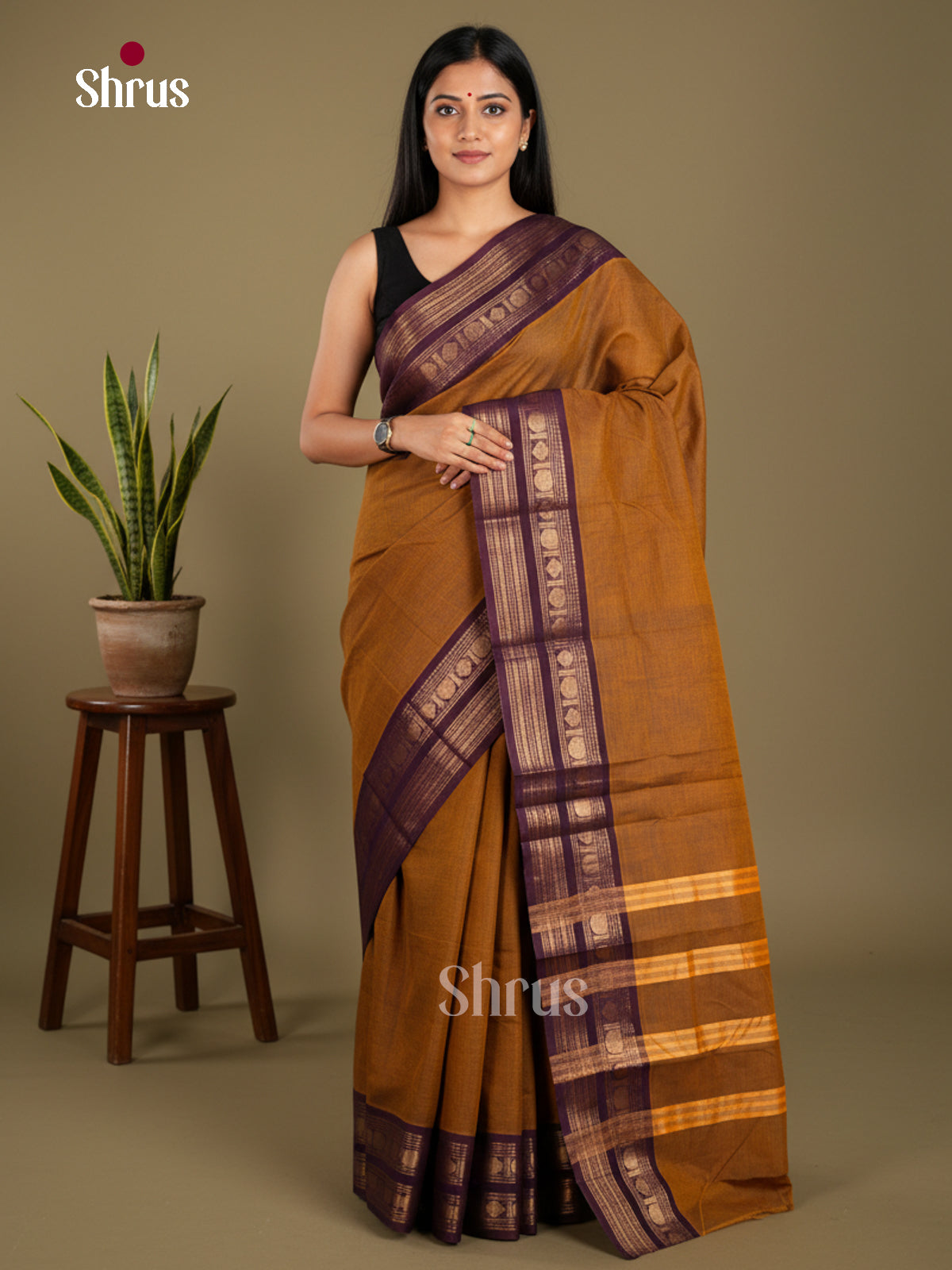 EBS26017 - Chettinad Cotton-Without Blouse Saree - Shop on Shrus.com