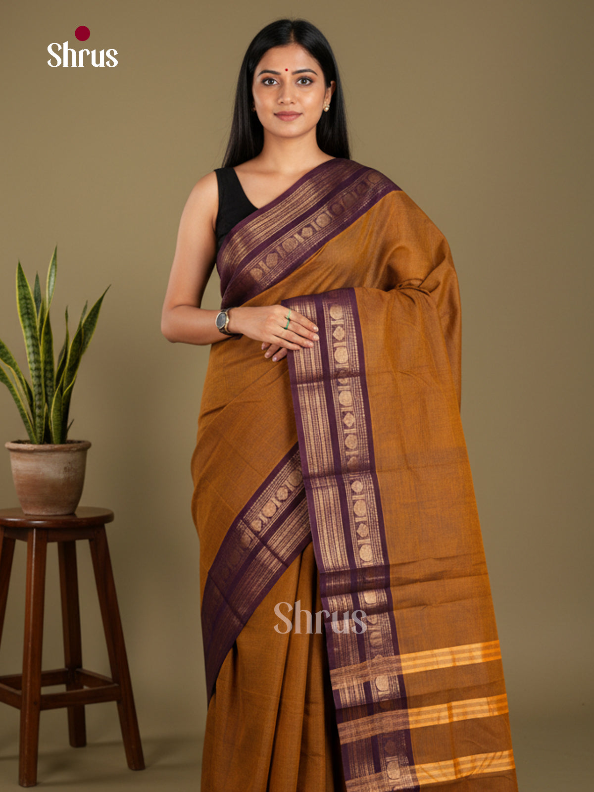 EBS26017 - Chettinad Cotton-Without Blouse Saree - Shop on Shrus.com