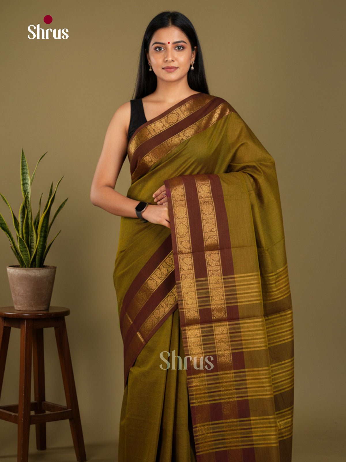 EBS26018 - Chettinad Cotton-Without Blouse Saree - Shop on Shrus.com