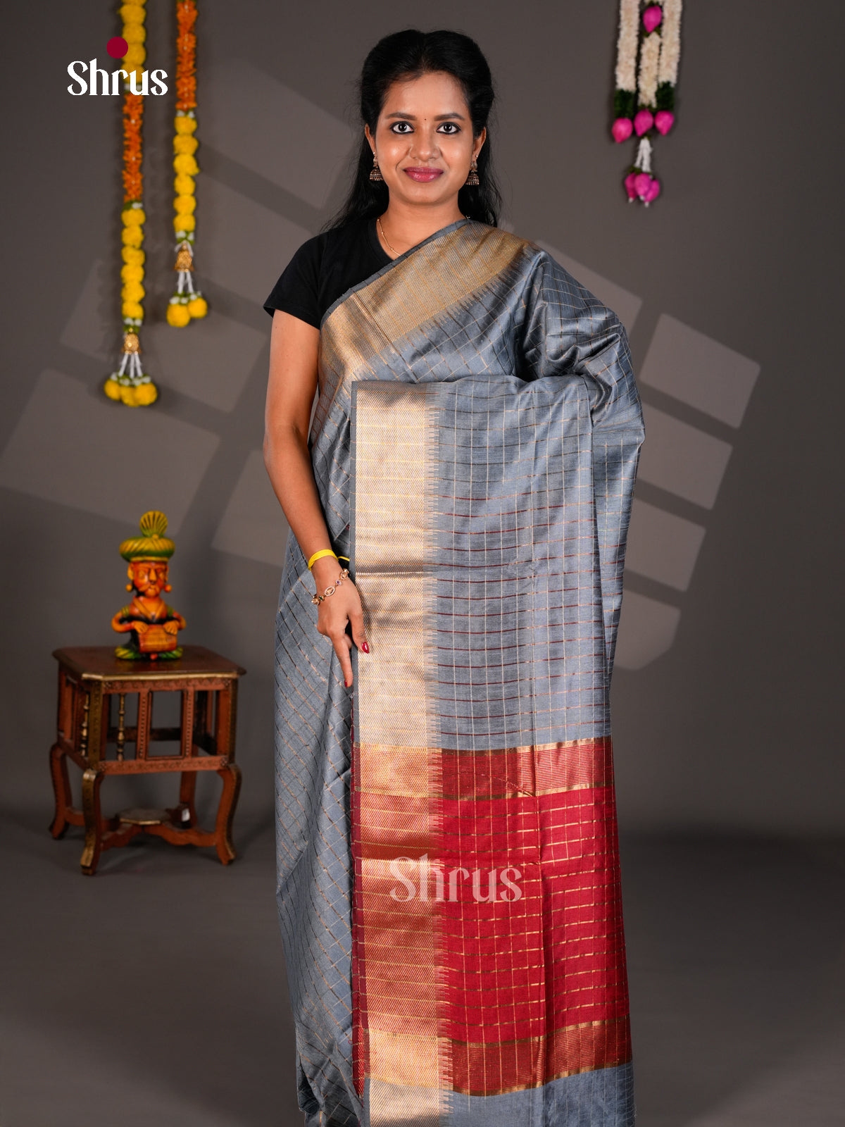 EBS26148 - Semi Rawsilk Saree - Shop on Shrus.com