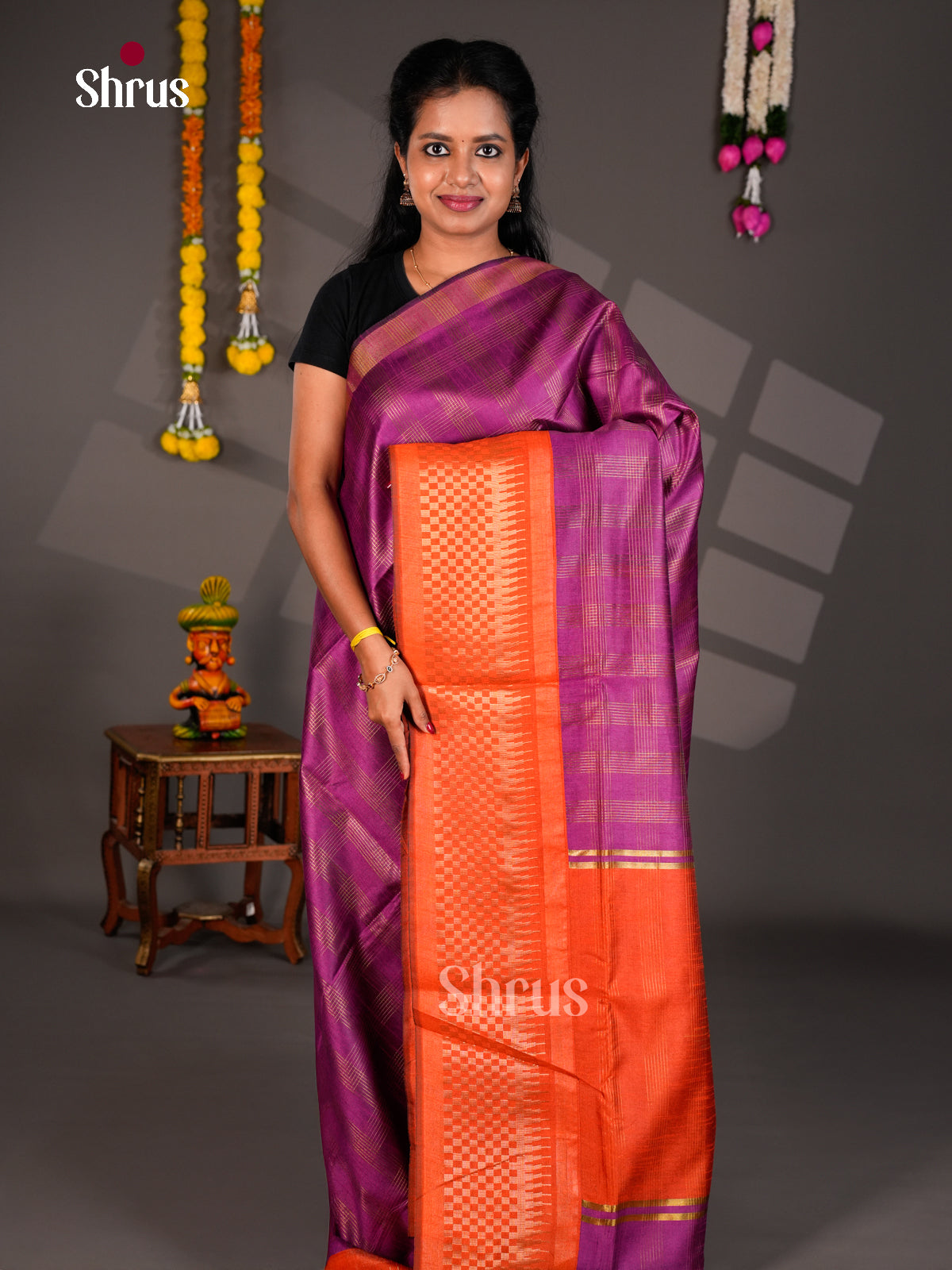 EBS26179 - Semi Rawsilk Saree - Shop on Shrus.com