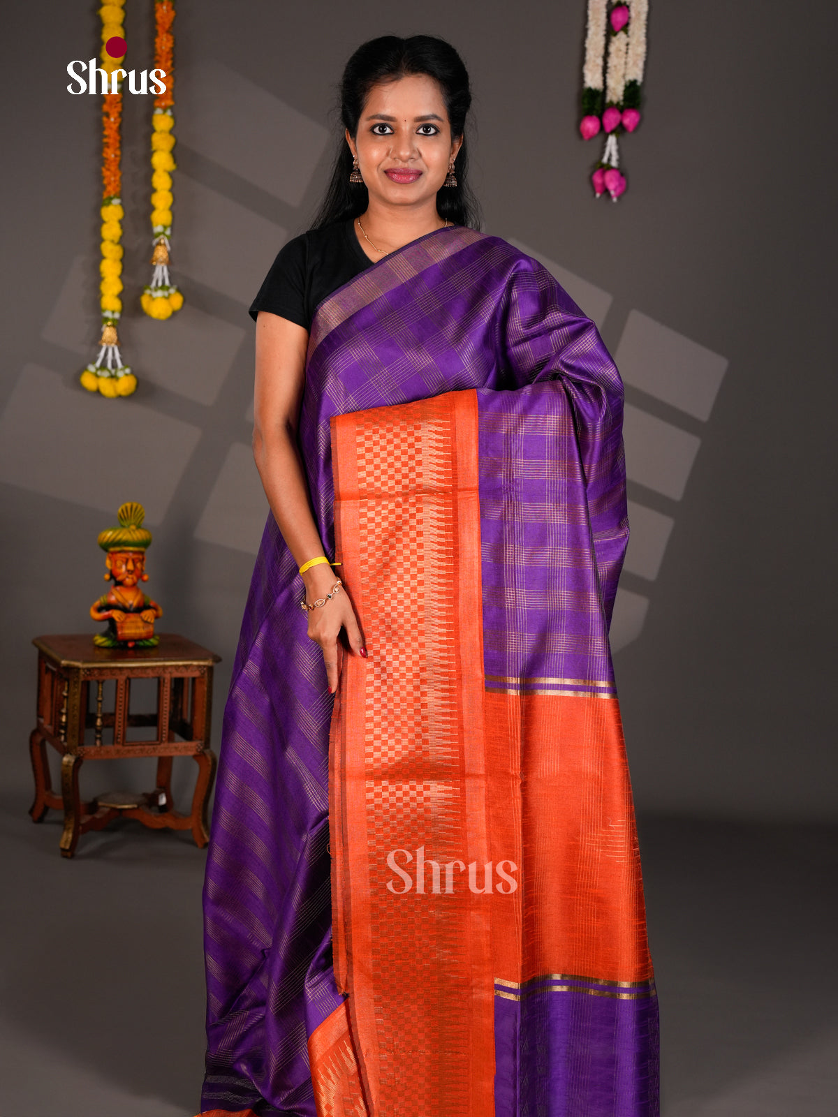 EBS26181 - Semi Rawsilk Saree - Shop on Shrus.com