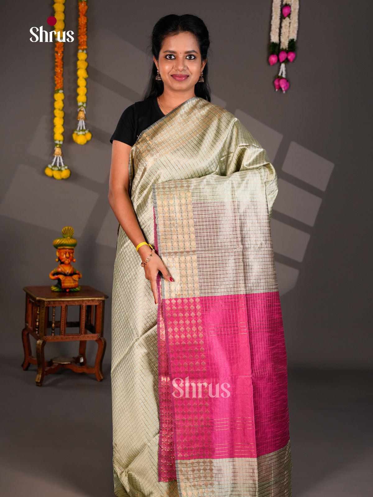 EBS26213 - Semi Rawsilk Saree - Shop on Shrus.com
