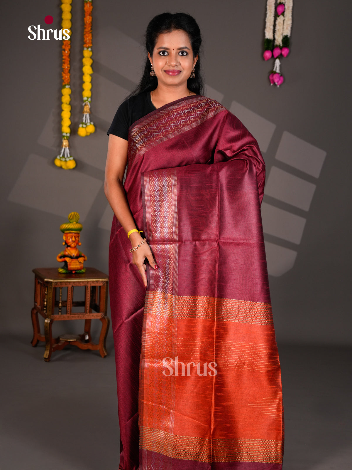 EBS26220 - Semi Rawsilk Saree - Shop on Shrus.com