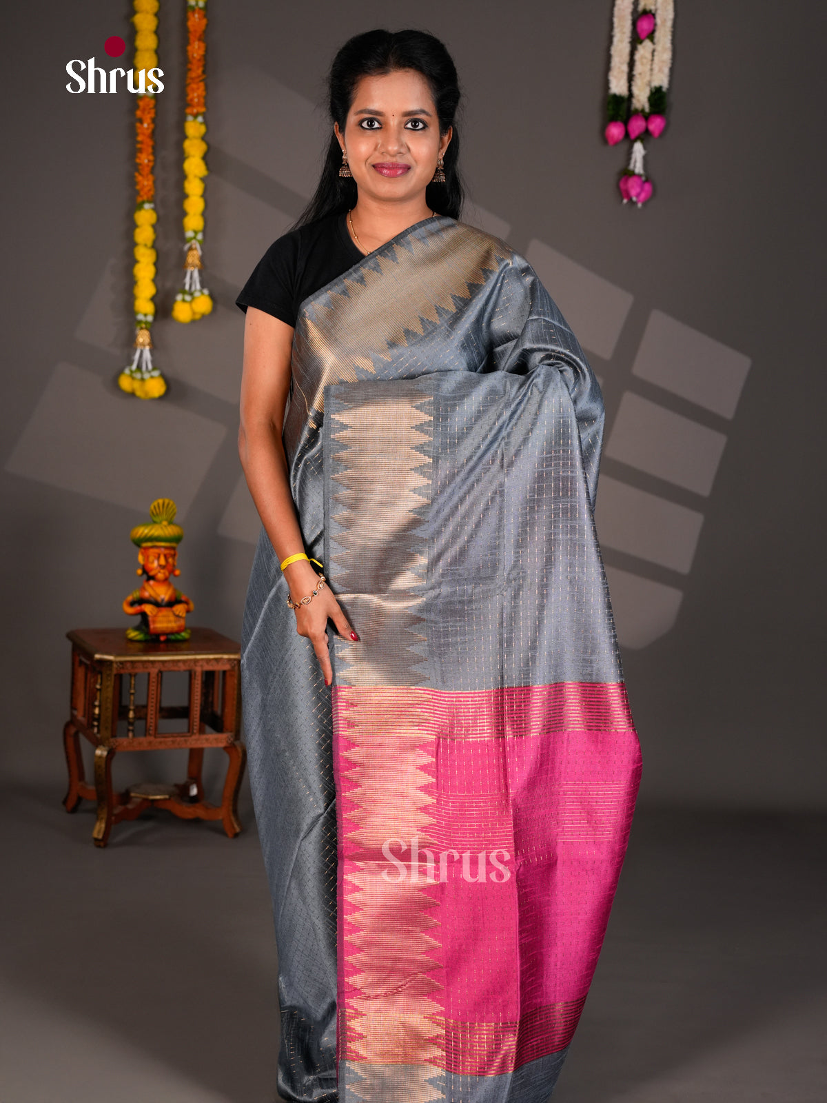 EBS26312 - Semi Rawsilk Saree - Shop on Shrus.com
