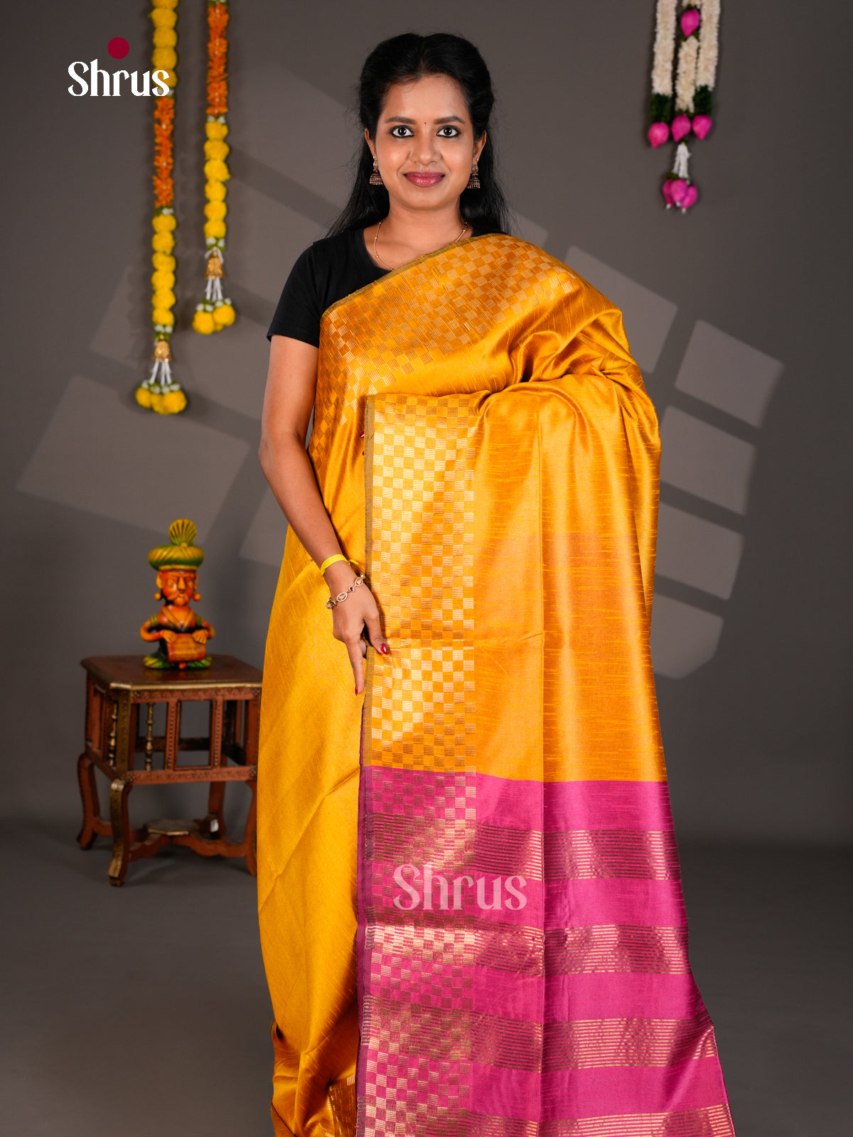 EBS26333 - Semi Rawsilk Saree - Shop on Shrus.com