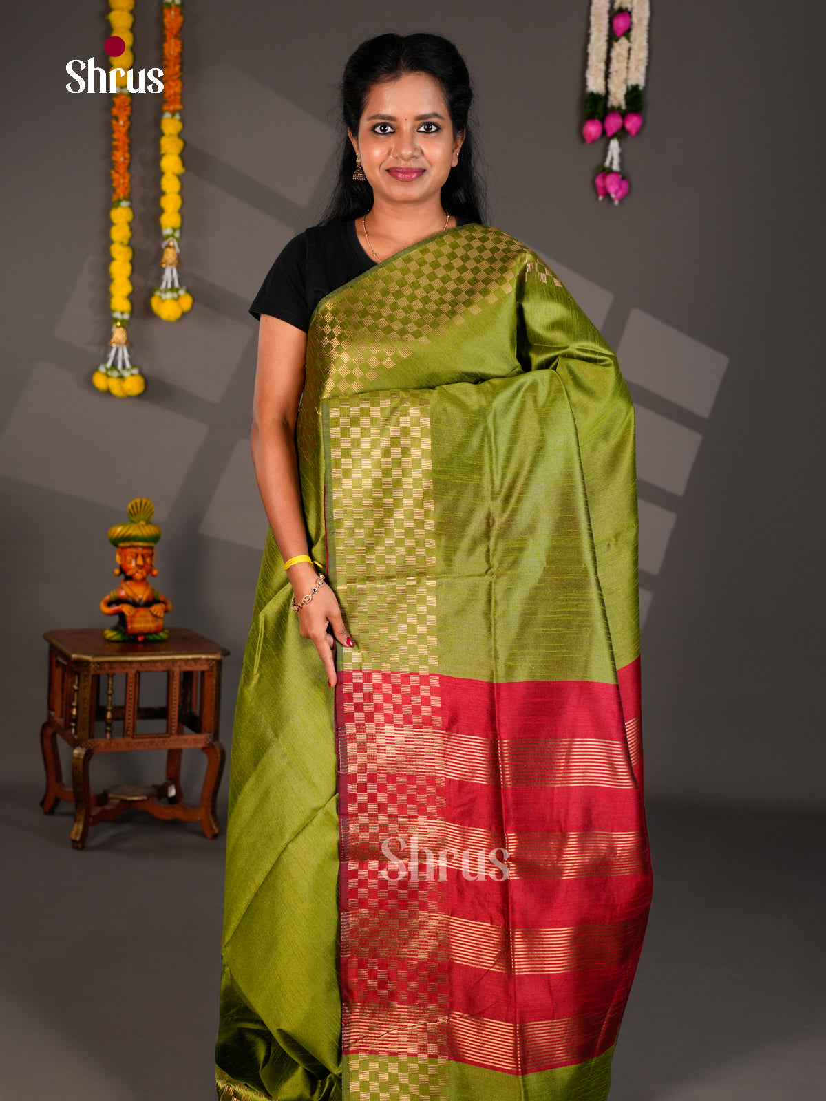 EBS26338 - Semi Rawsilk Saree - Shop on Shrus.com