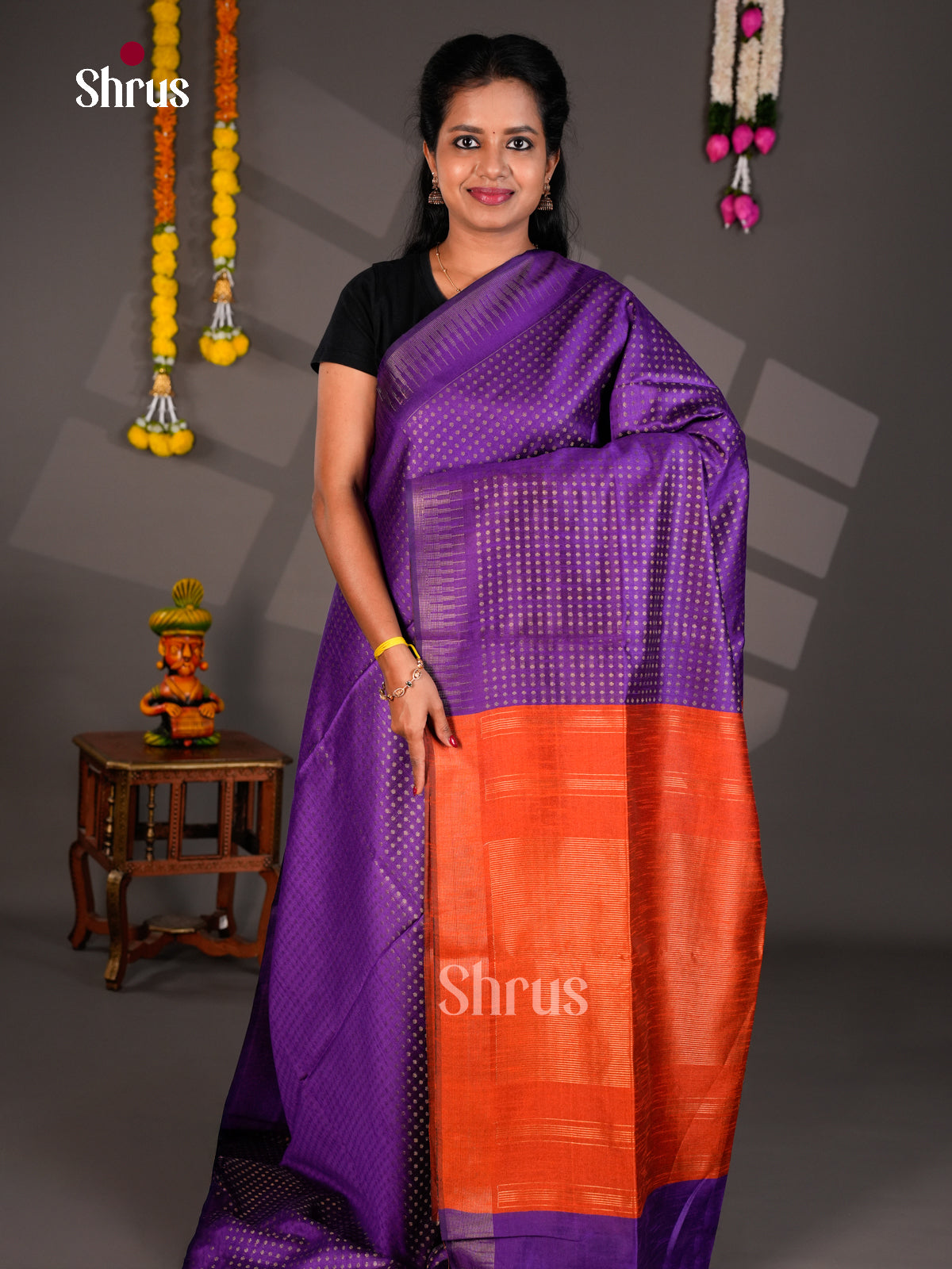 EBS26374 - Semi Rawsilk Saree - Shop on Shrus.com