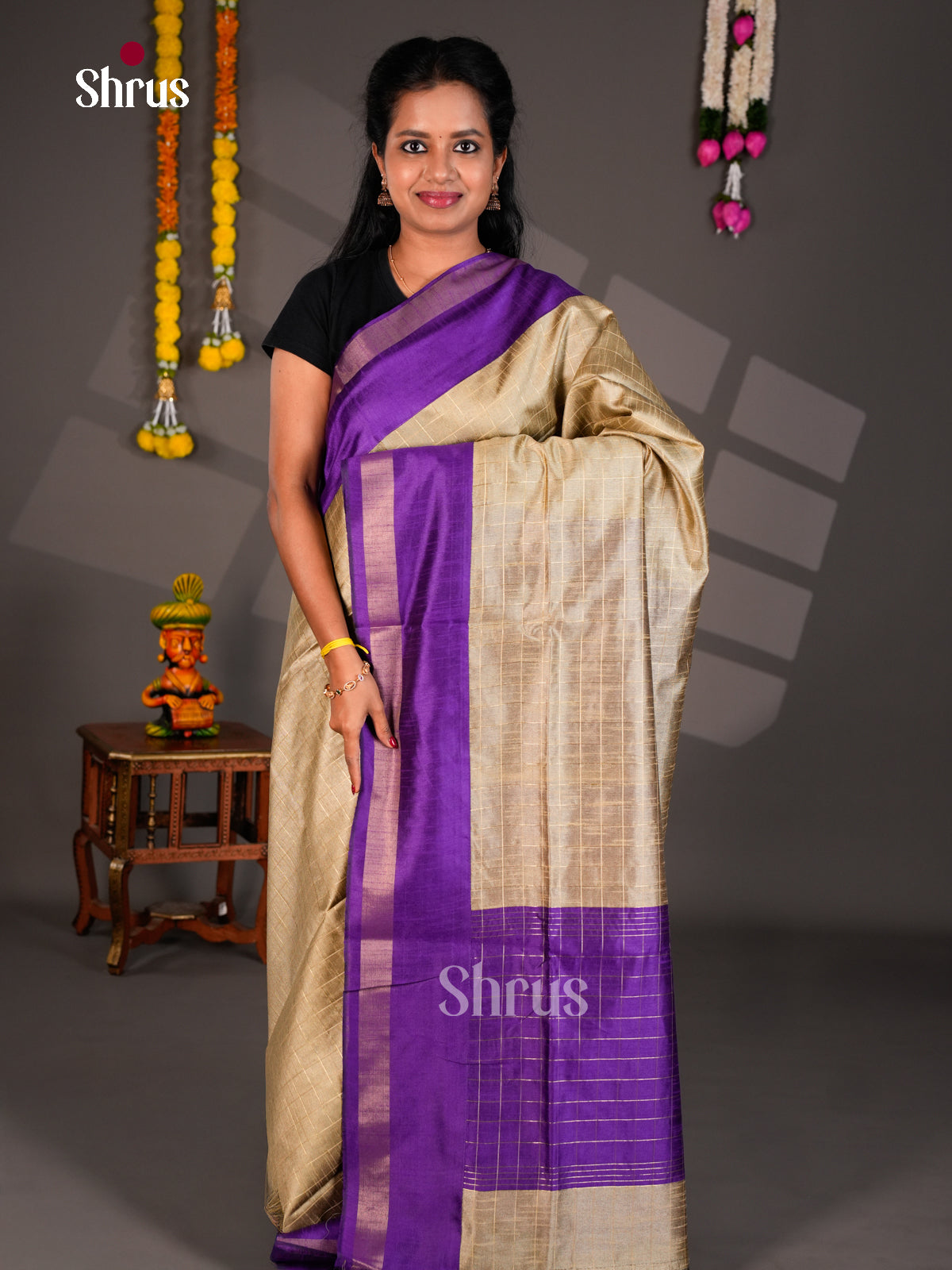 EBS26458 - Semi Rawsilk Saree - Shop on Shrus.com