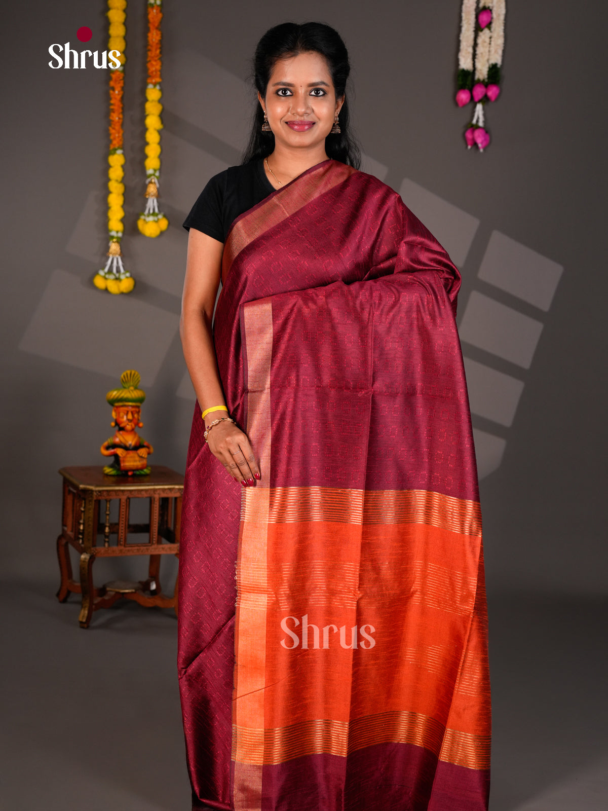 EBS26472 - Semi Rawsilk Saree - Shop on Shrus.com