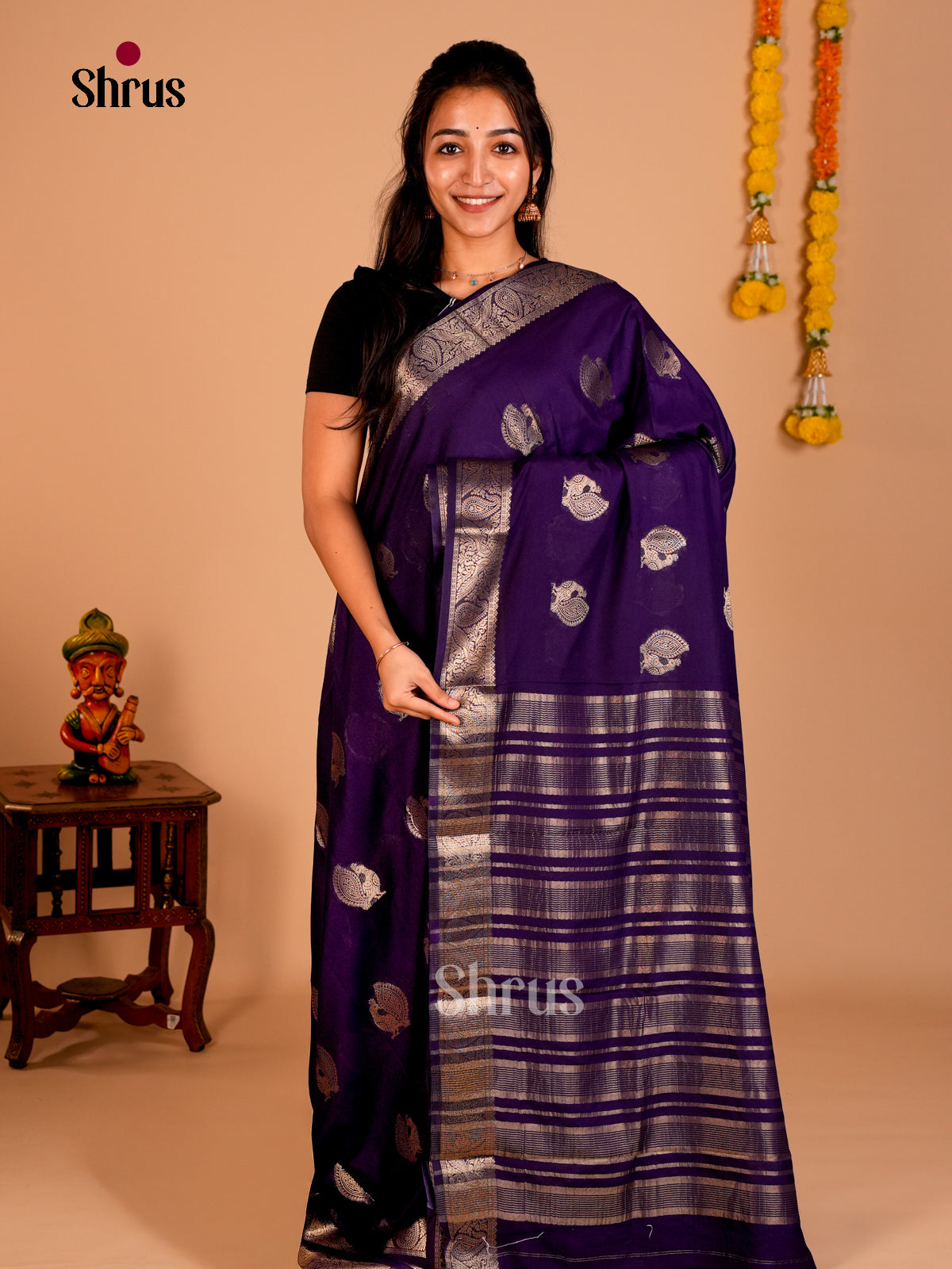 Semi Mysoresilk Saree - EBS28089 - Shop on Shrus.com