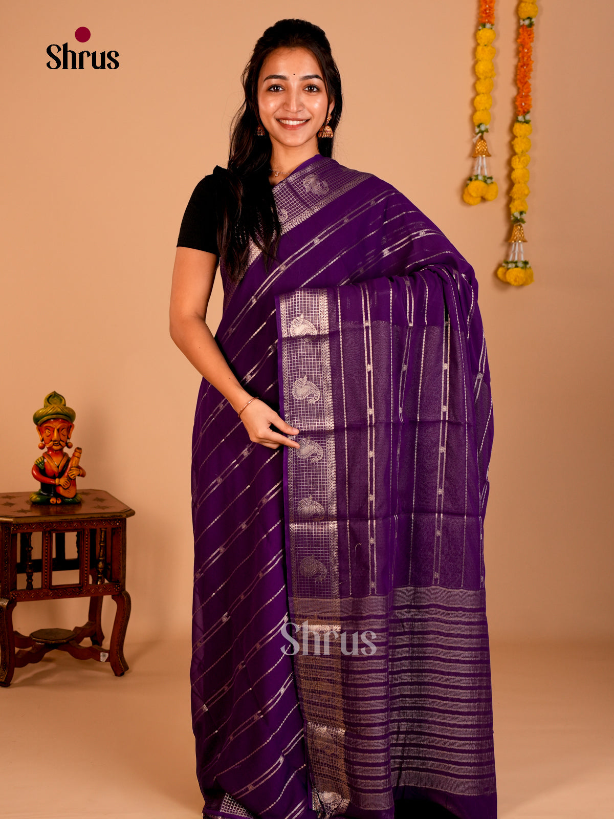 Semi Mysoresilk Saree - EBS28140 - Shop on Shrus.com