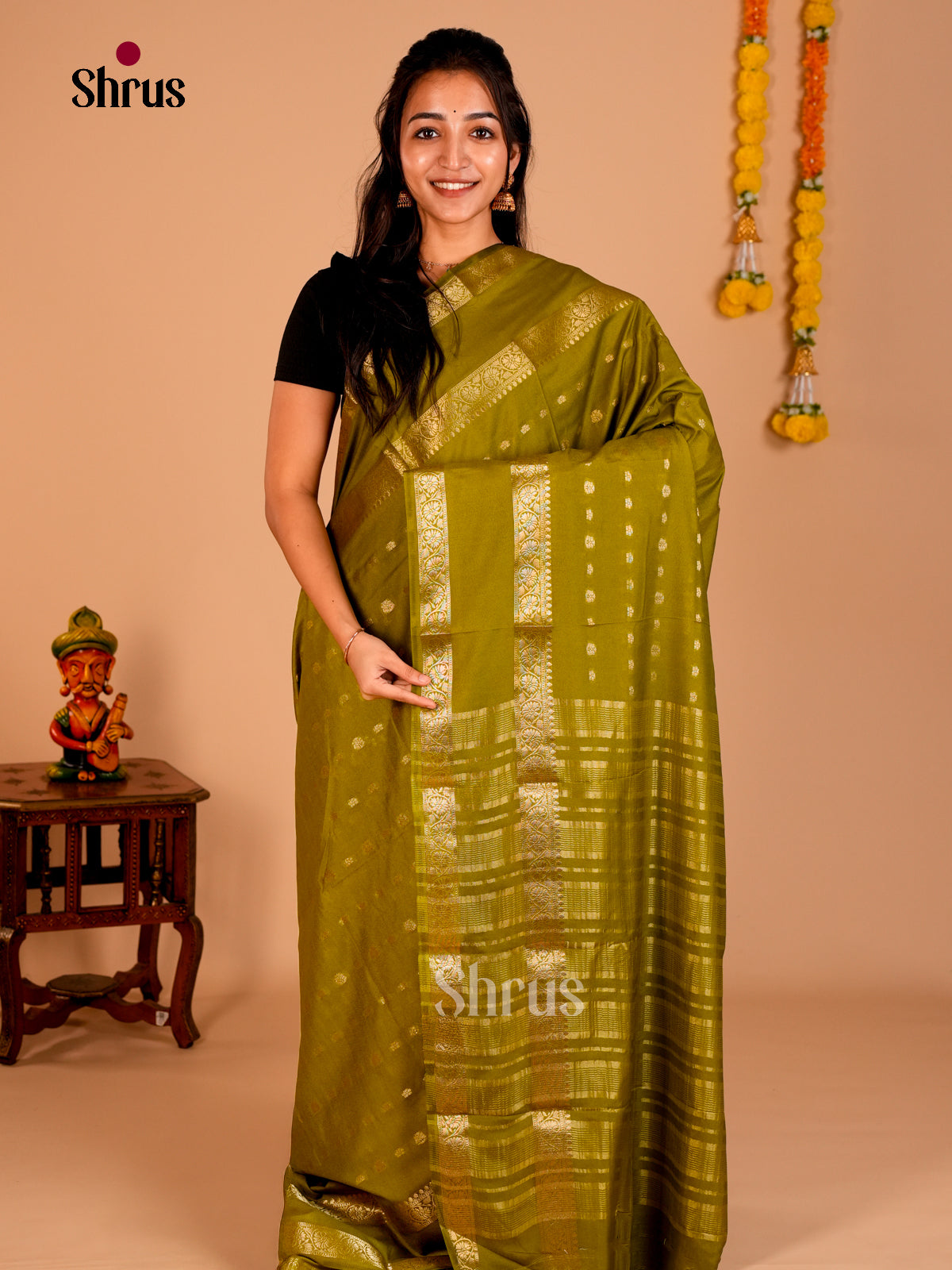 Semi Mysoresilk Saree - EBS28223 - Shop on Shrus.com