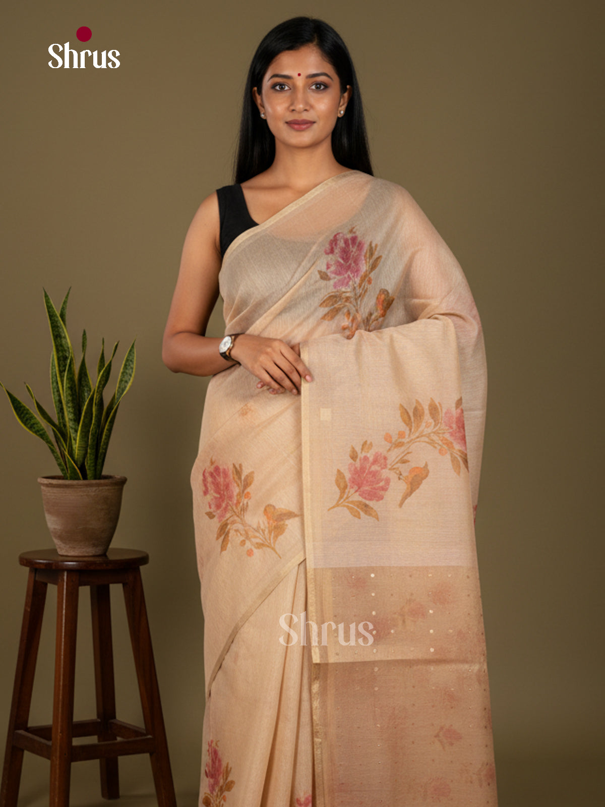 Semi Chanderi Saree - EBS28308 - Shop on Shrus.com