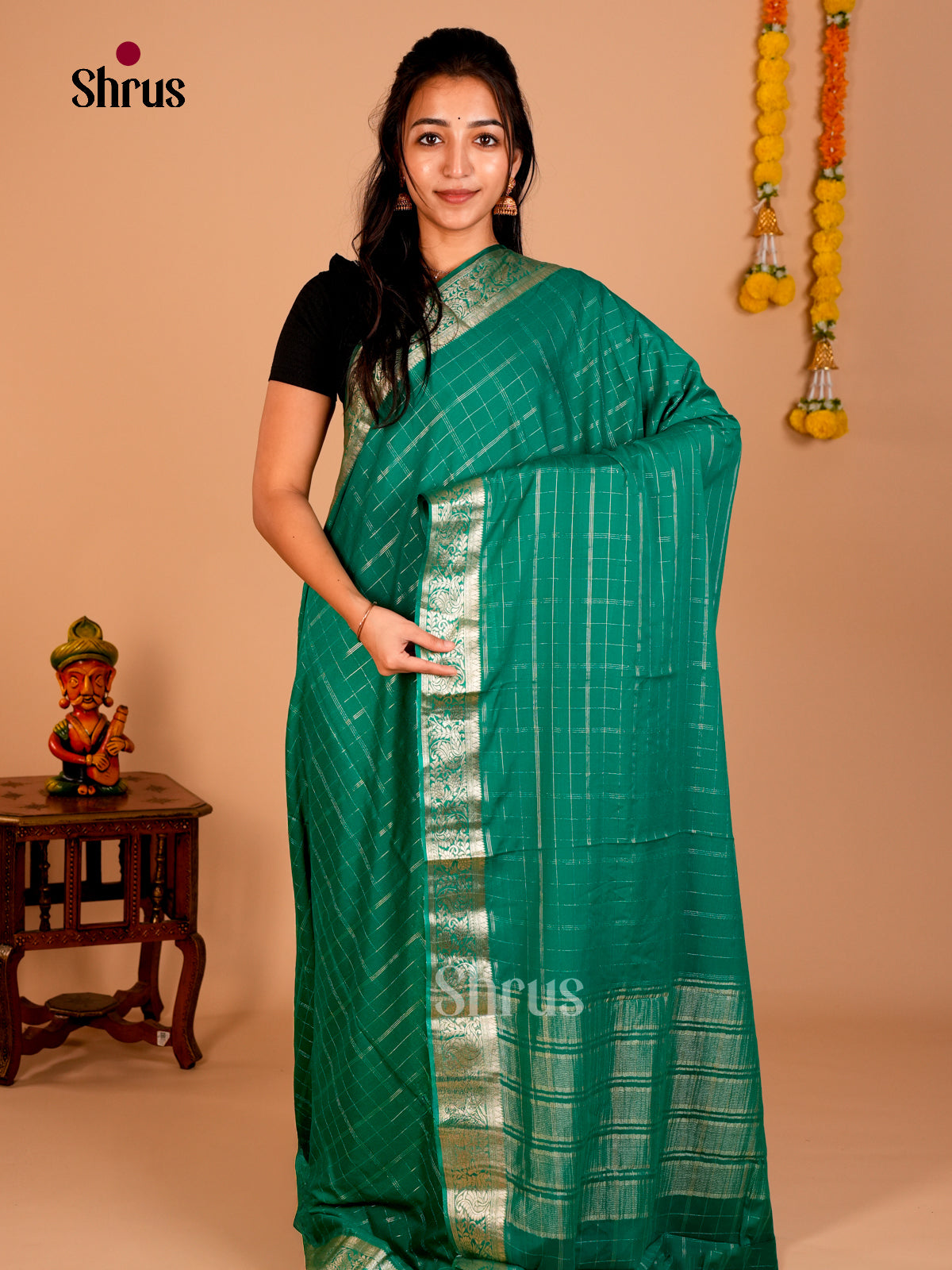 Semi Mysoresilk Saree - ECS02039 - Shop on Shrus.com